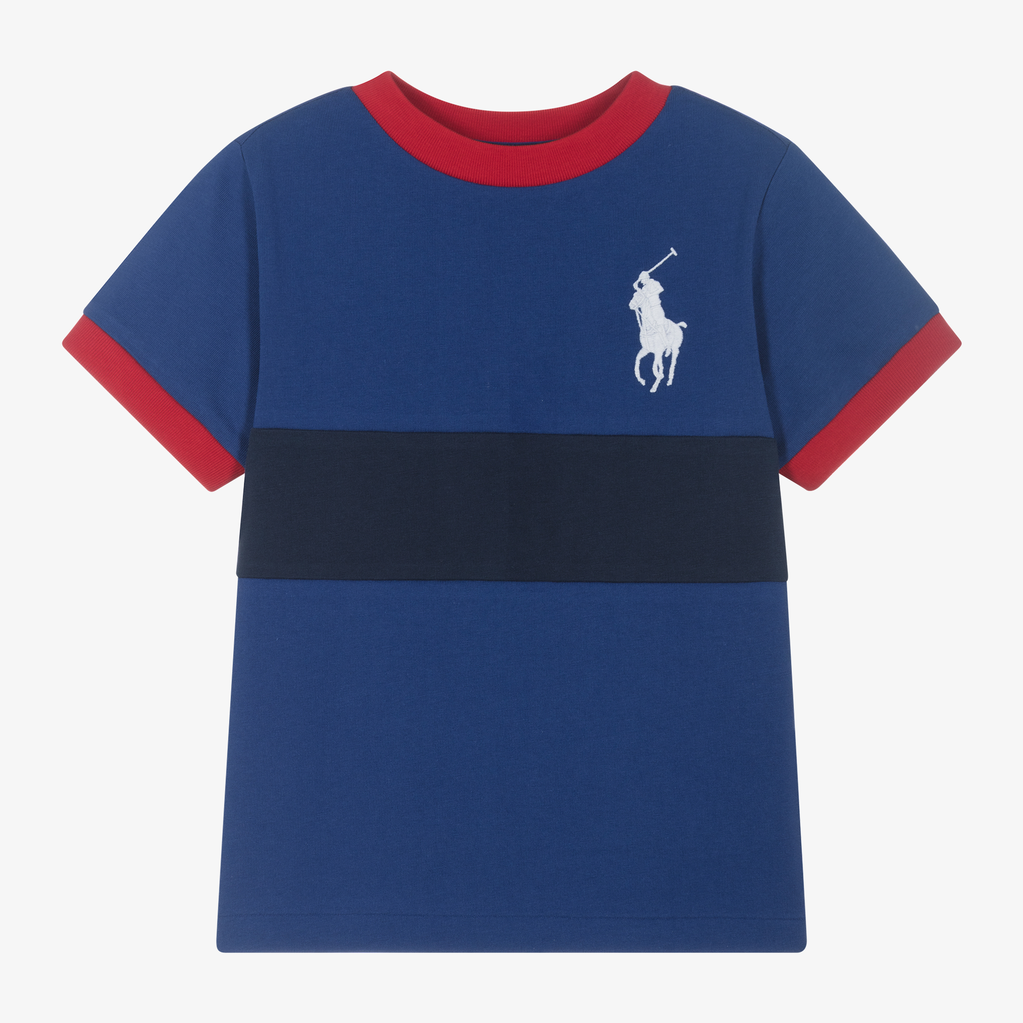 Ralph Lauren Boys Blue Cotton Big Pony T Shirt Childrensalon