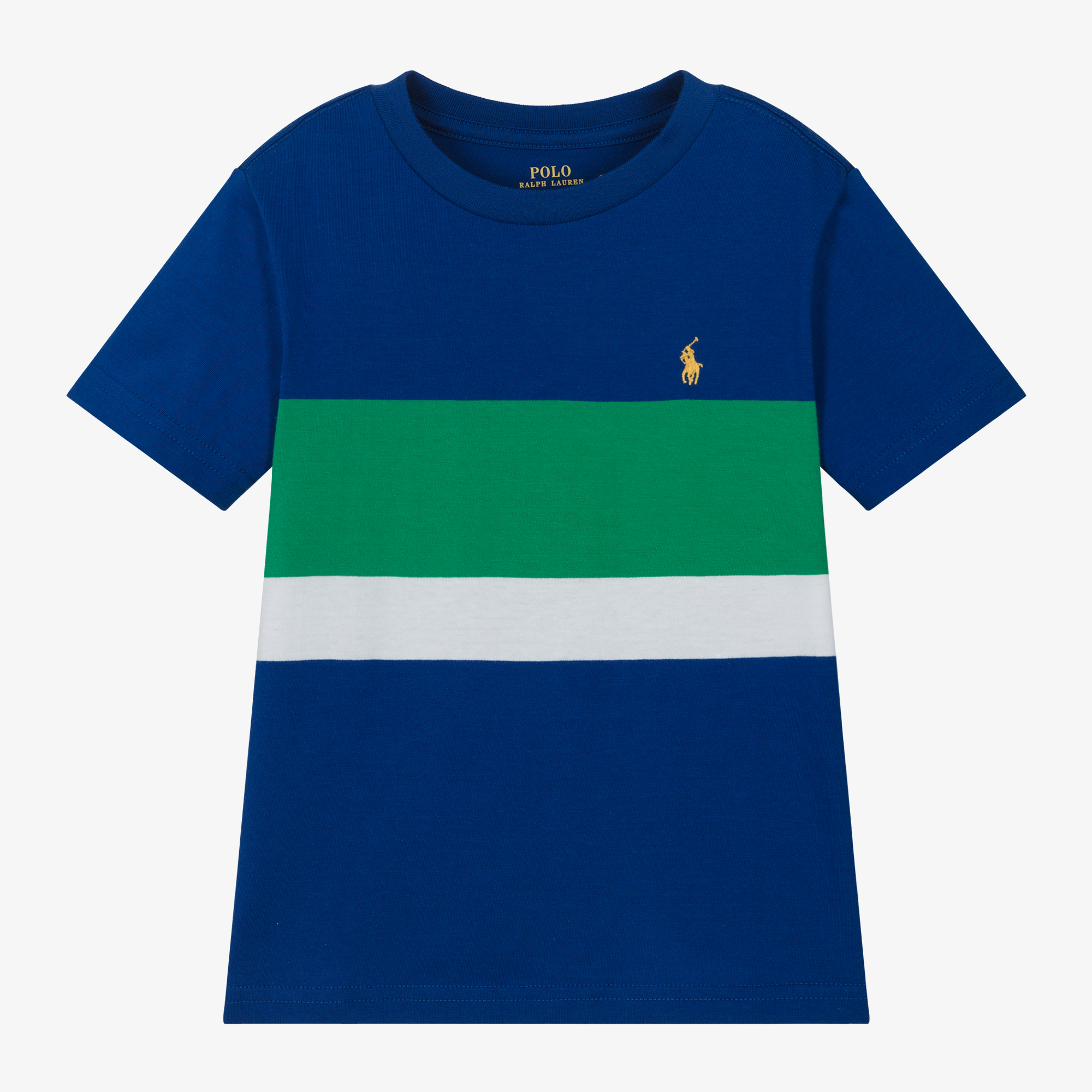 Ralph Lauren Boys Blue Cotton Striped T Shirt Childrensalon