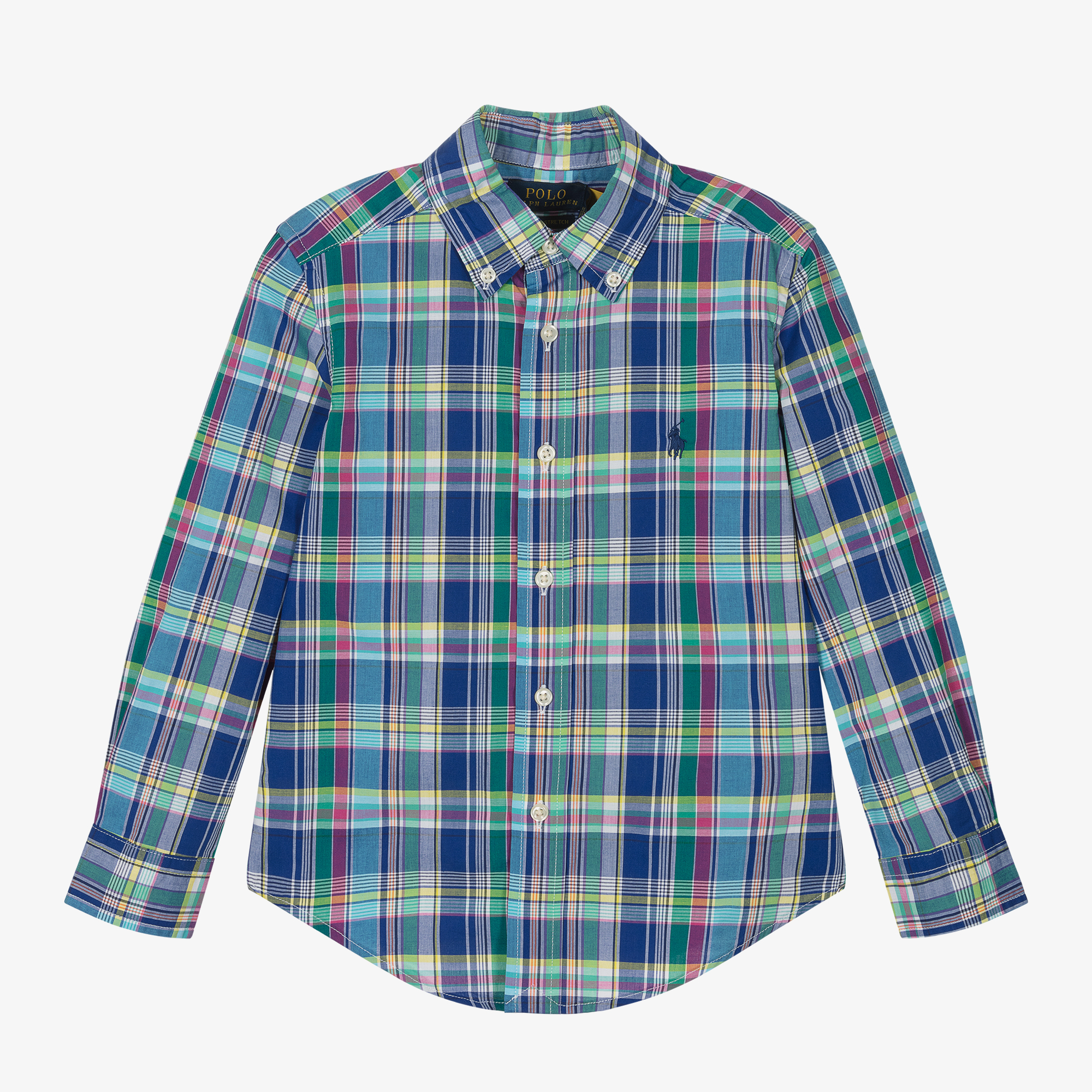 Ralph Lauren Boys Blue Pink Check Cotton Shirt Childrensalon