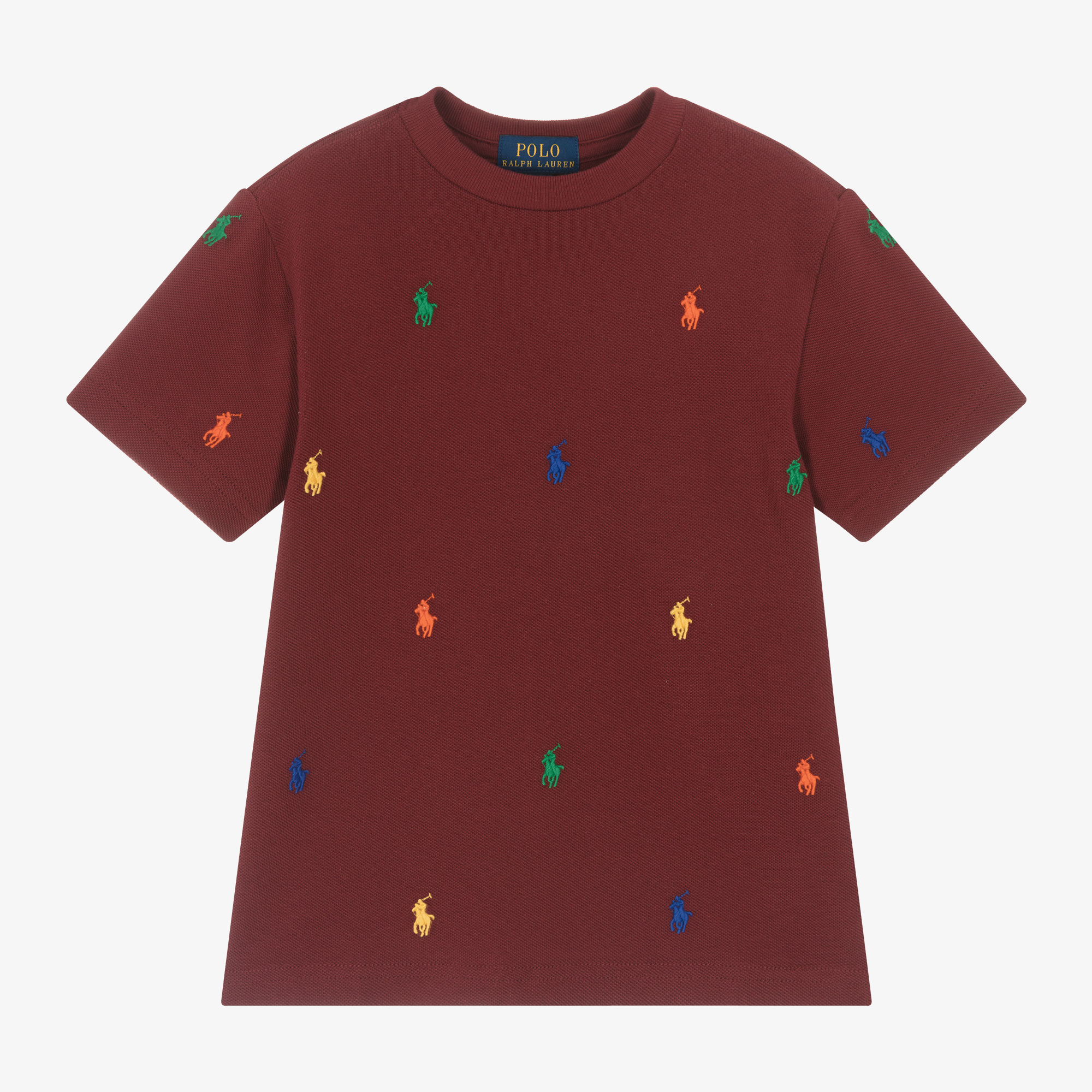 Ralph Lauren Boys Burgundy Red Cotton Pique T Shirt