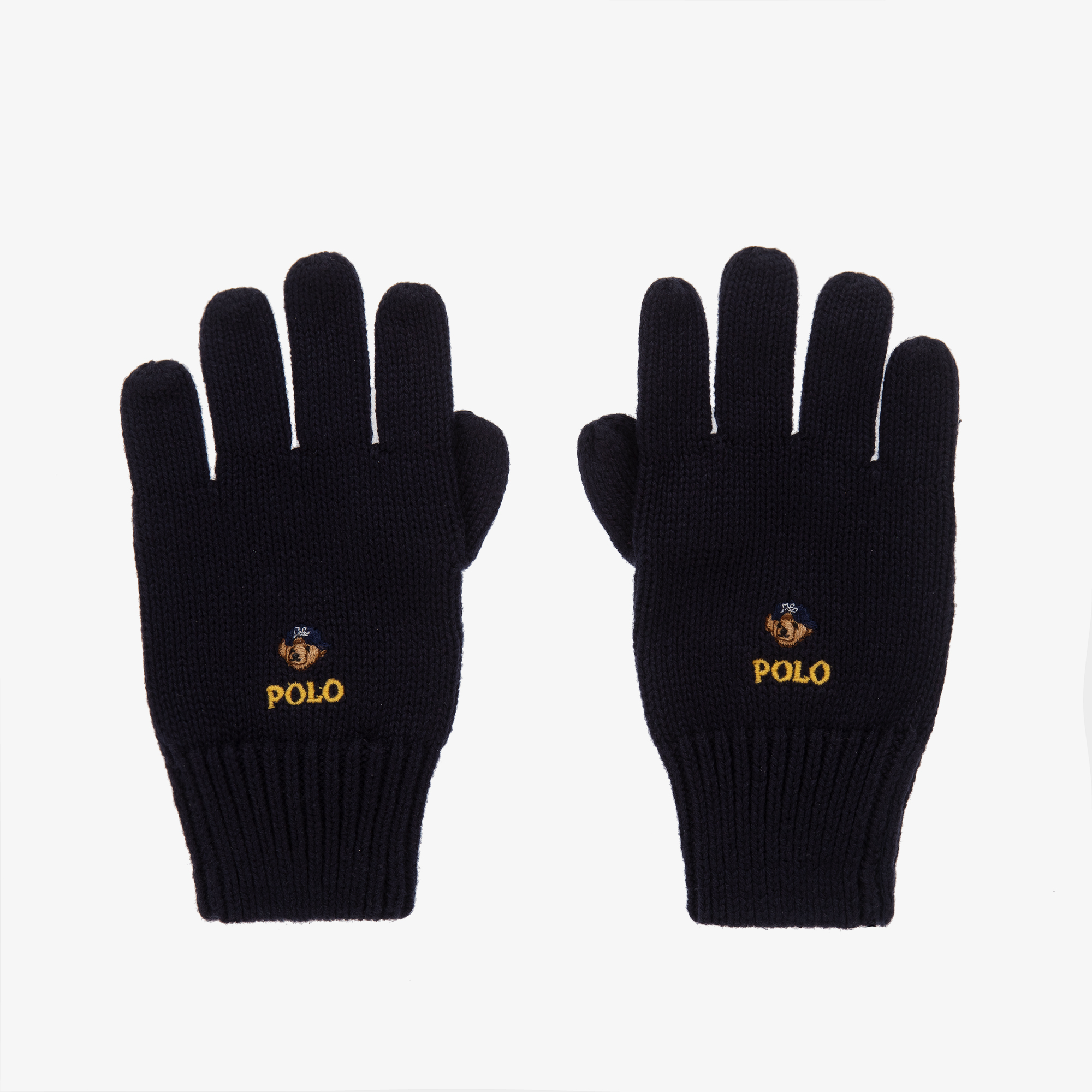 Ralph Lauren Boys Navy Blue Knitted Polo Bear Gloves