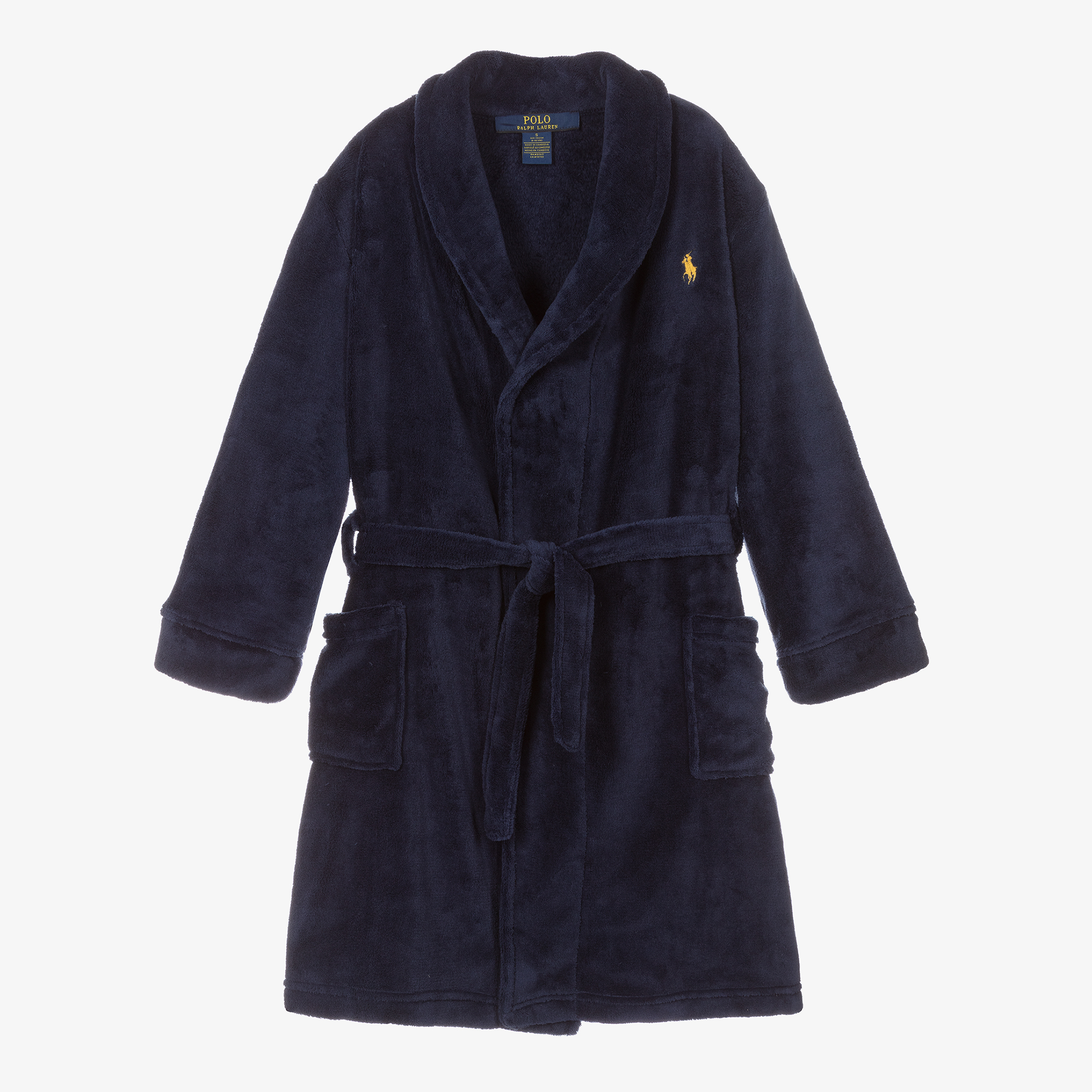 Ralph Lauren Boys Navy Blue Velour Dressing Gown Childrensalon