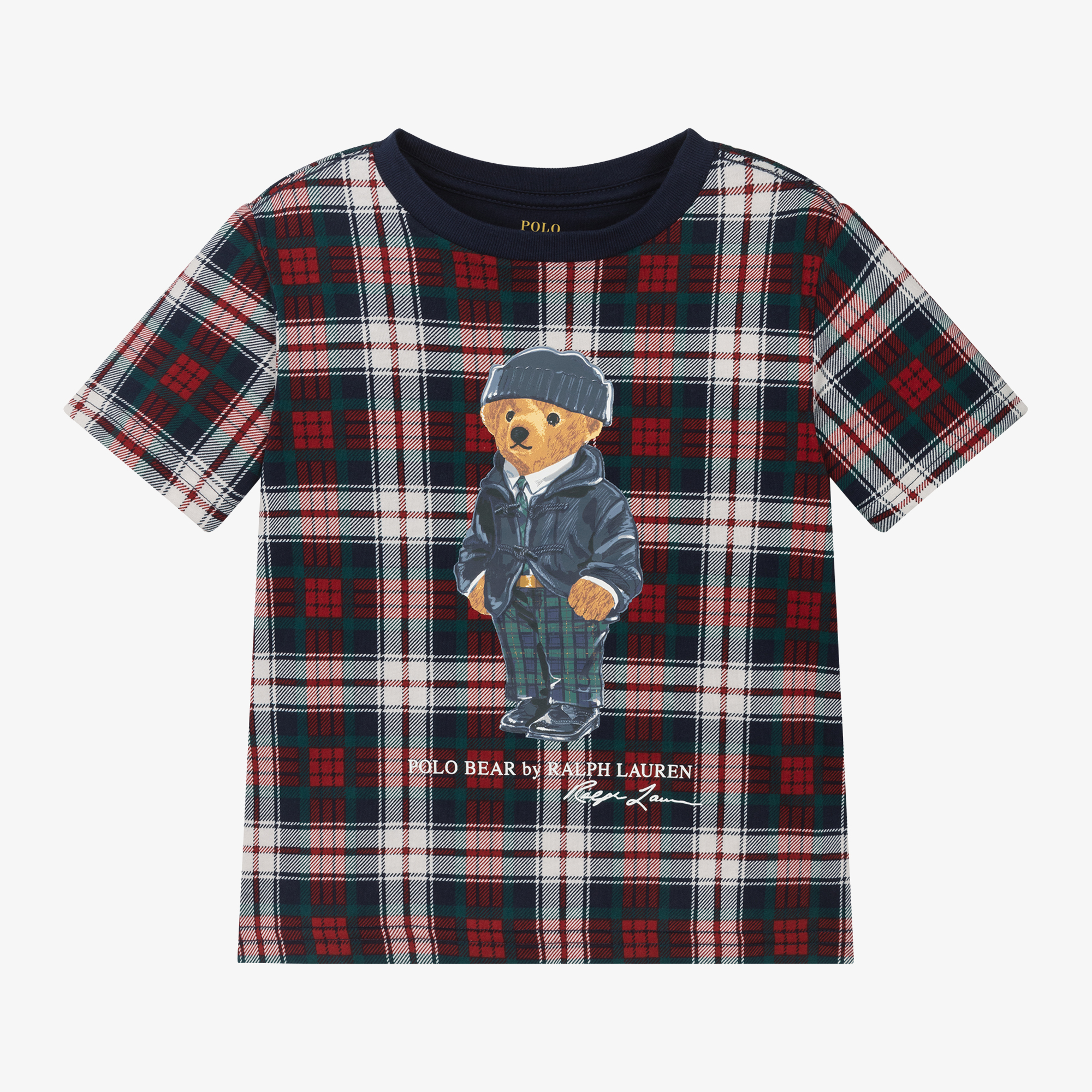 Ralph Lauren Boys Red Blue Tartan Cotton T Shirt Childrensalon