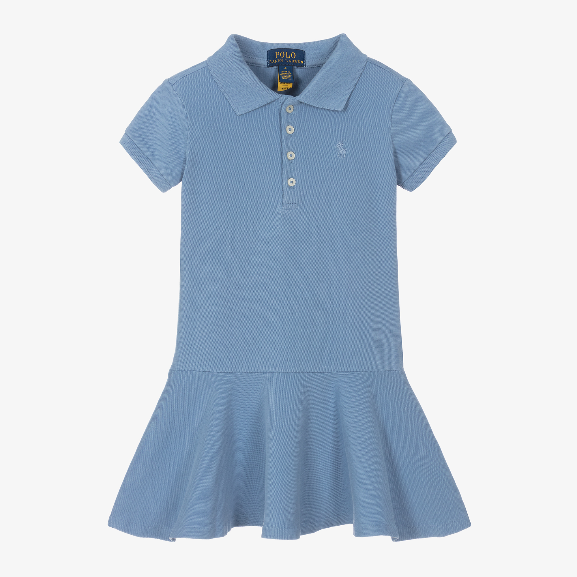 Ralph Lauren Girls Blue Cotton Polo Dress Childrensalon