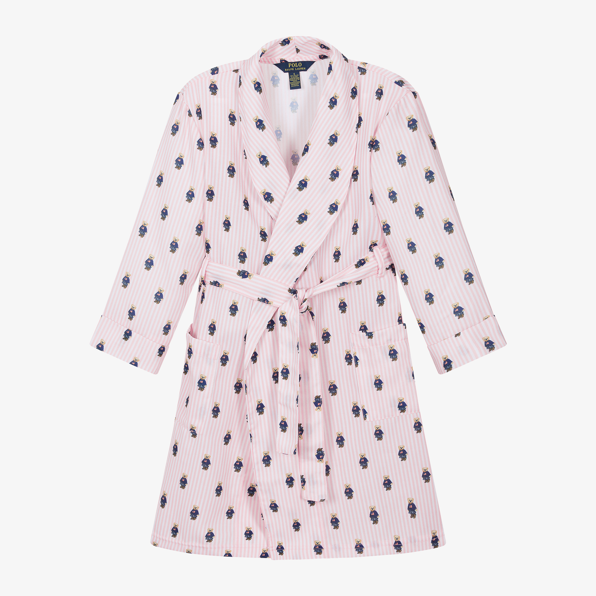 Ralph Lauren Girls Pink Polo Bear Dressing Gown Childrensalon