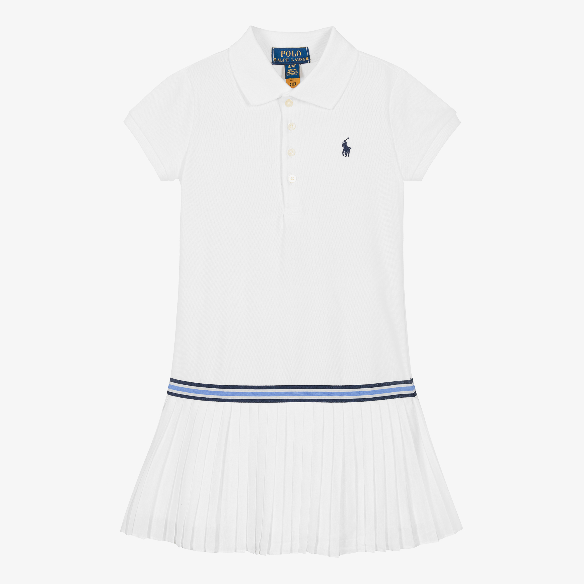 Polo Ralph Lauren - Girls White Cotton Logo Polo Dress | Childrensalon