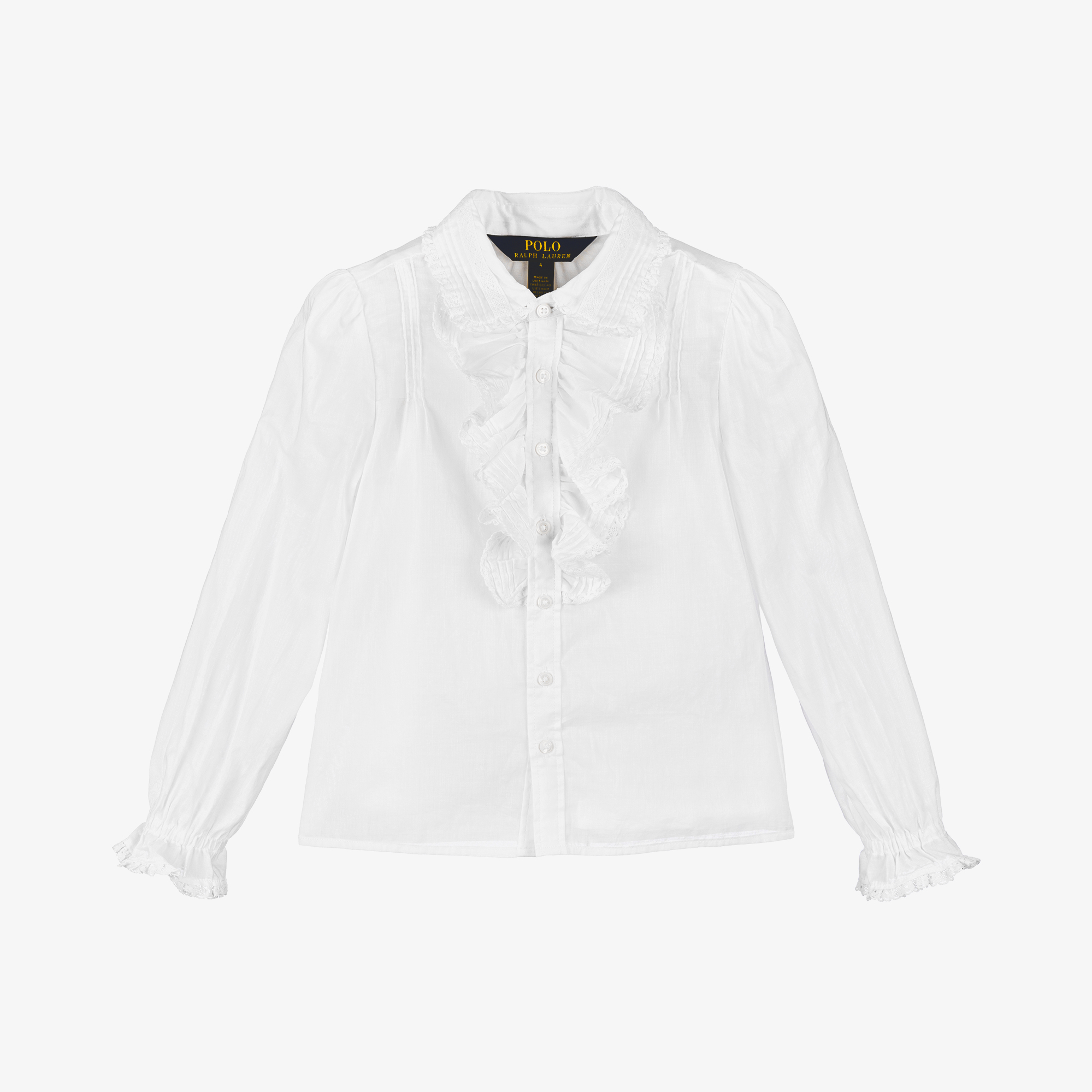 Ralph lauren white ruffle blouse on sale