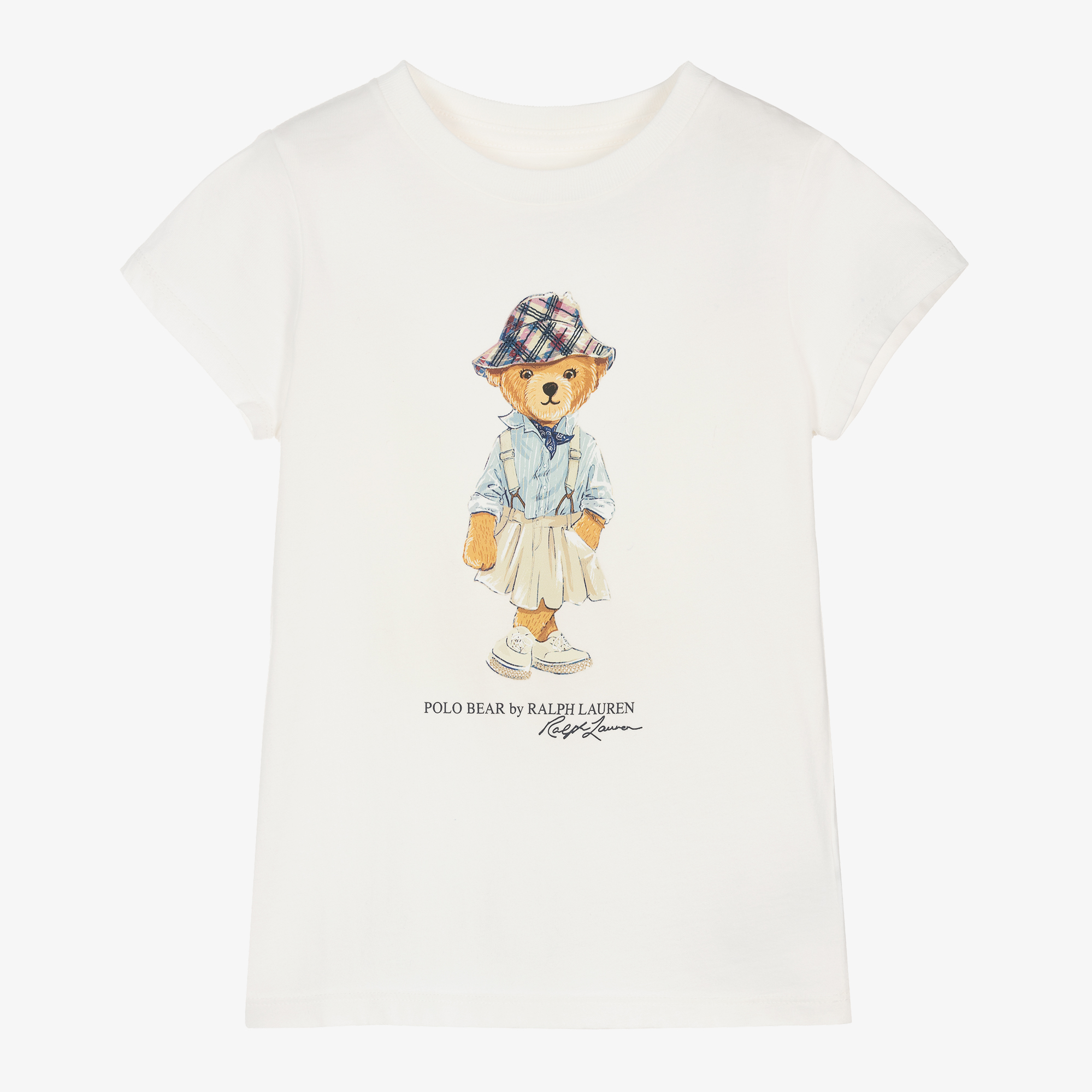 Ralph Lauren Girls White Polo Bear Cotton T Shirt