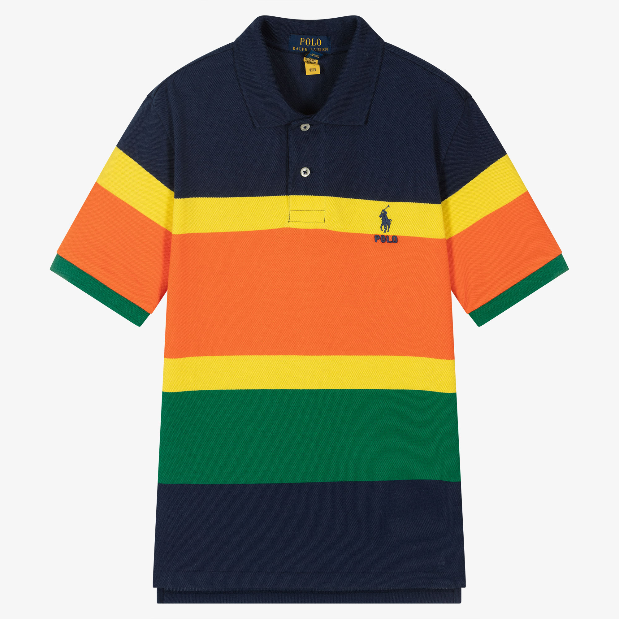Polo Ralph Lauren - Teen Boys Blue Stripe Cotton Polo Shirt | Childrensalon