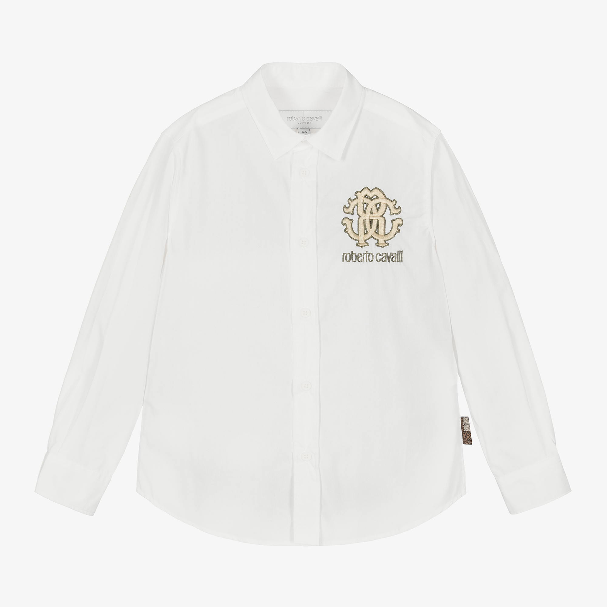 Boys White Rc Monogram Cotton Shirt