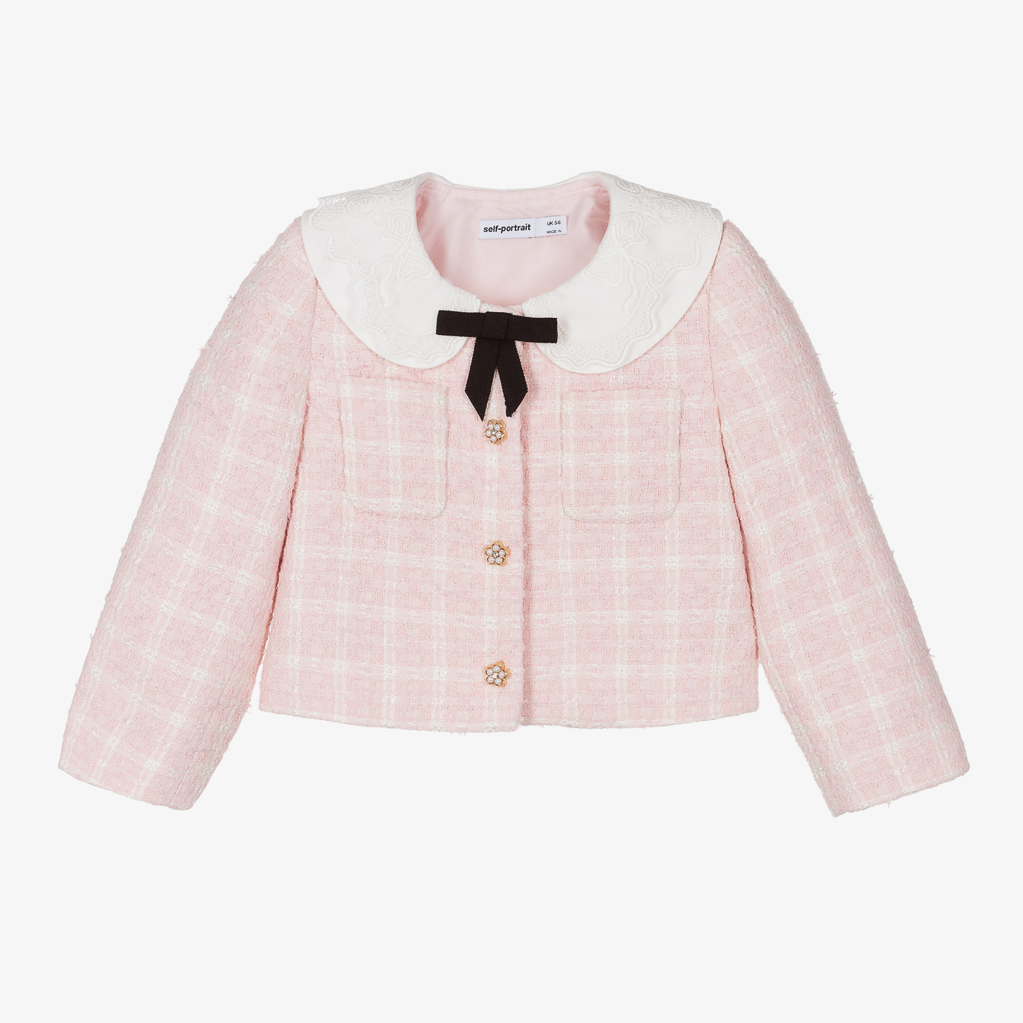 Self Portrait Girls Pink Tweed Jacket