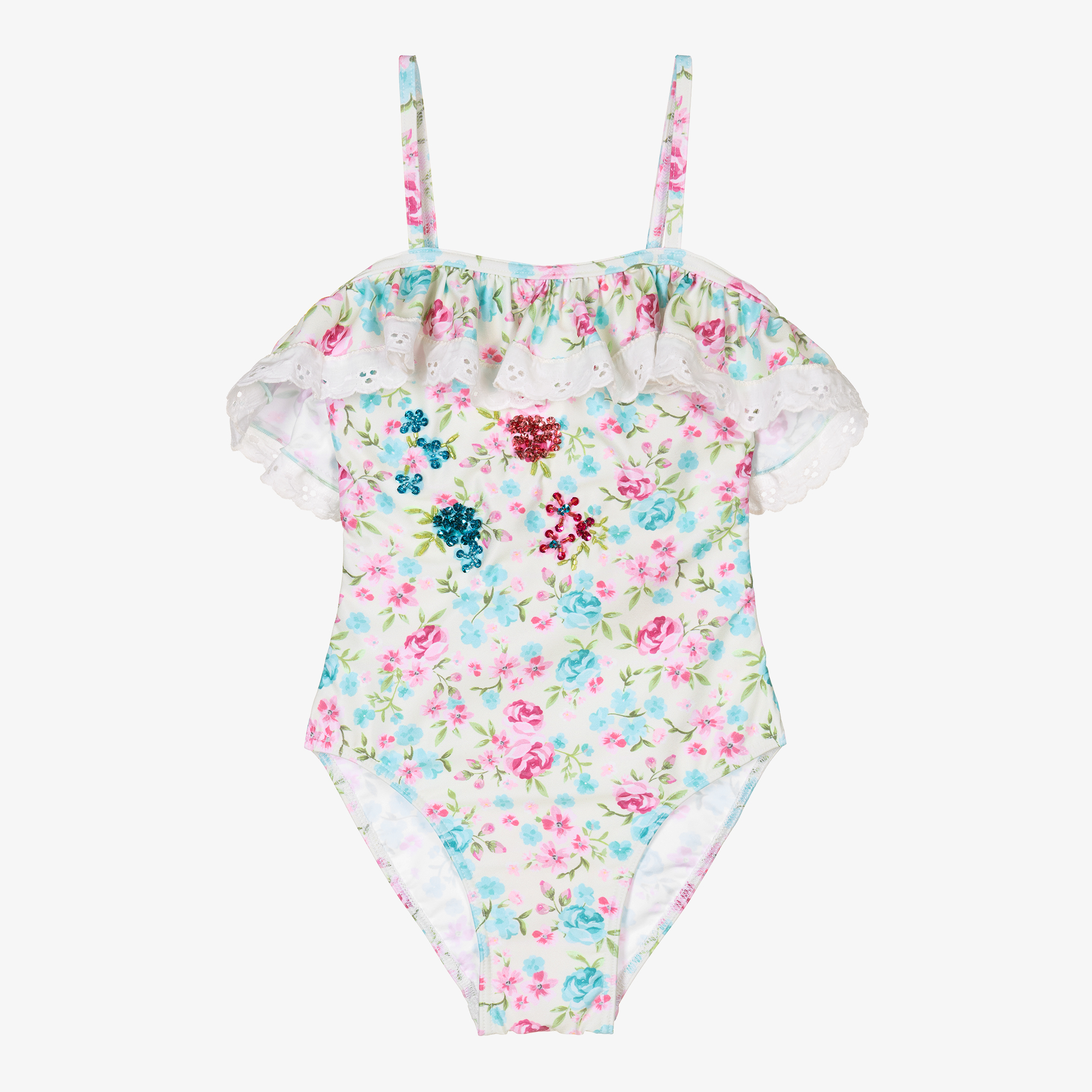 Selini Action - Girls Yellow Flower Swimsuit | Childrensalon