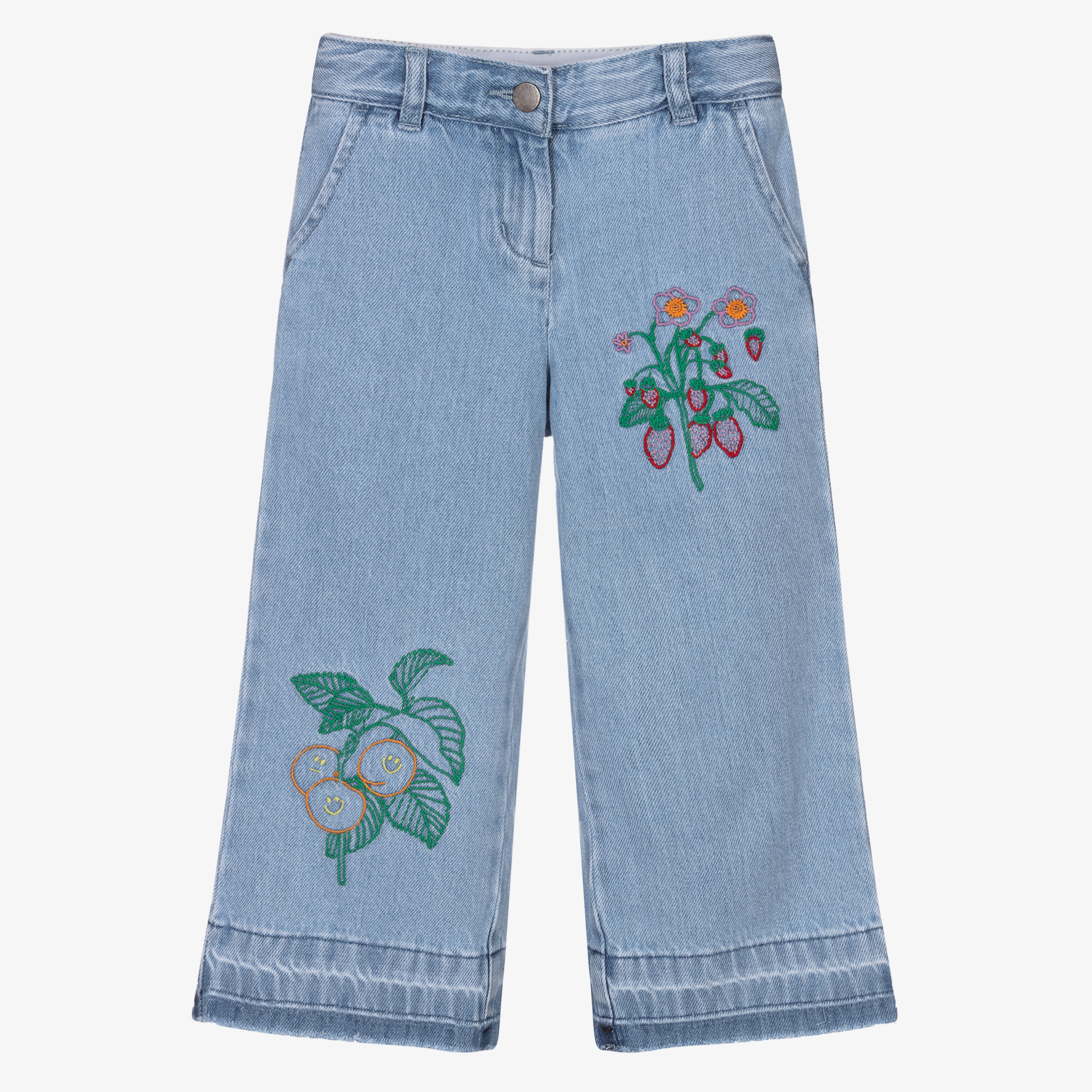 floral denim pants