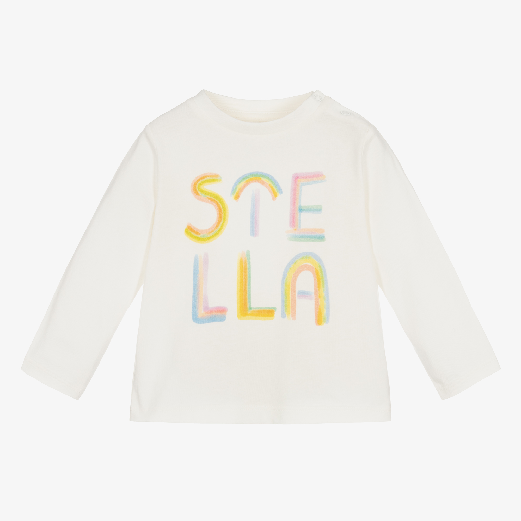 Stella McCartney Kids - White Cotton Rainbow Top | Childrensalon