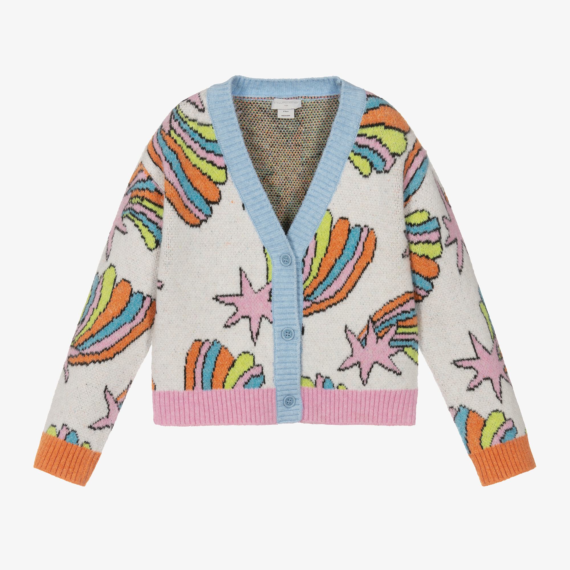 Stella McCartney Kids Girls Ivory Star Rainbow Cardigan