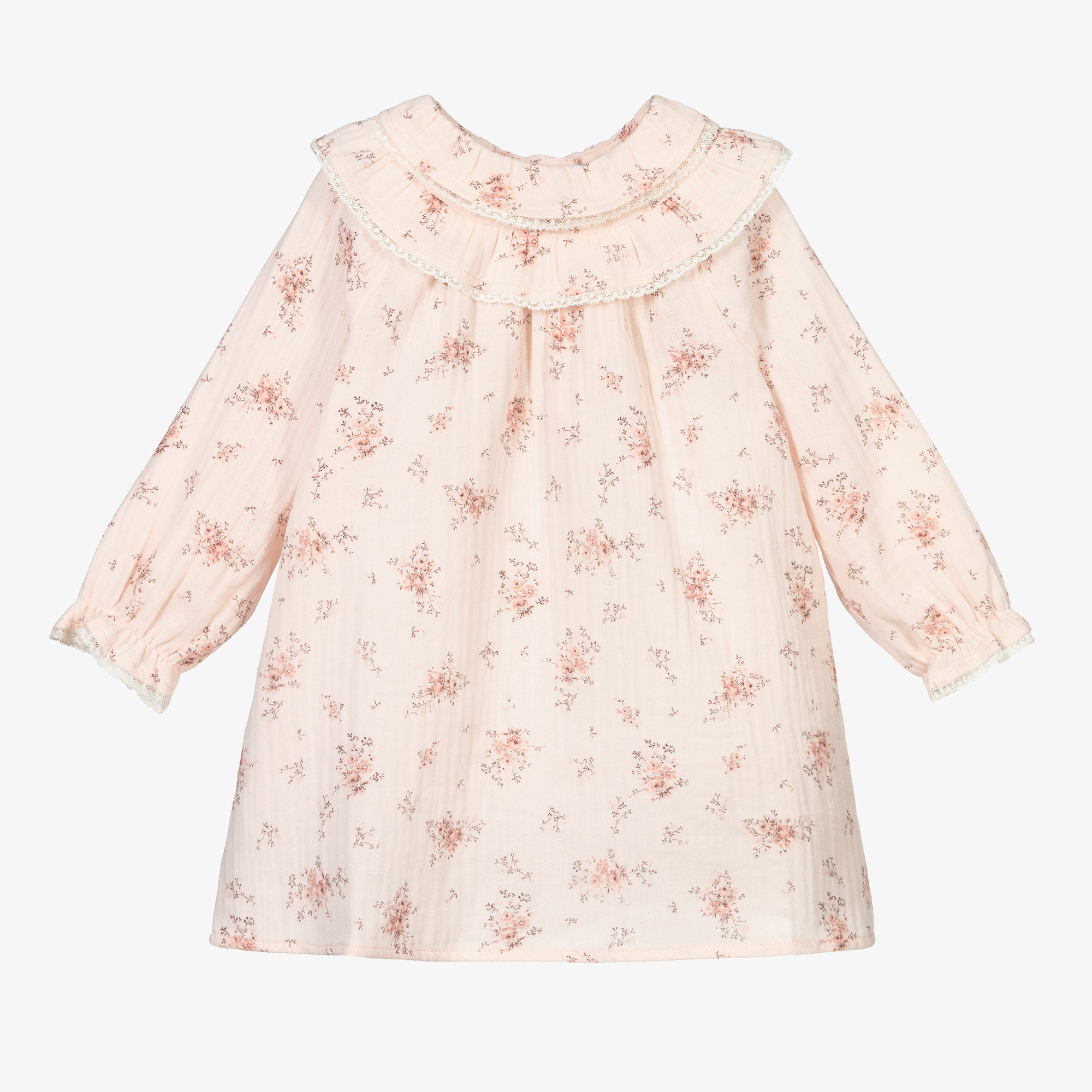 Tartine et Chocolat - Pink Embroidered Linen Dress | Childrensalon