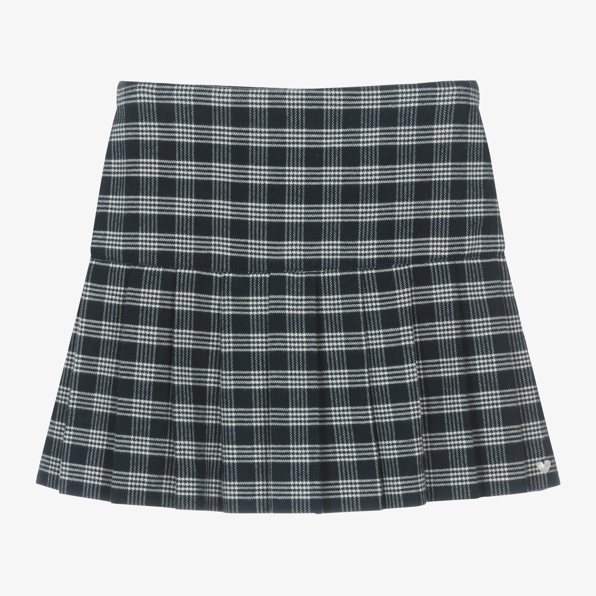 Pleated plaid mini skirt navy blue best sale