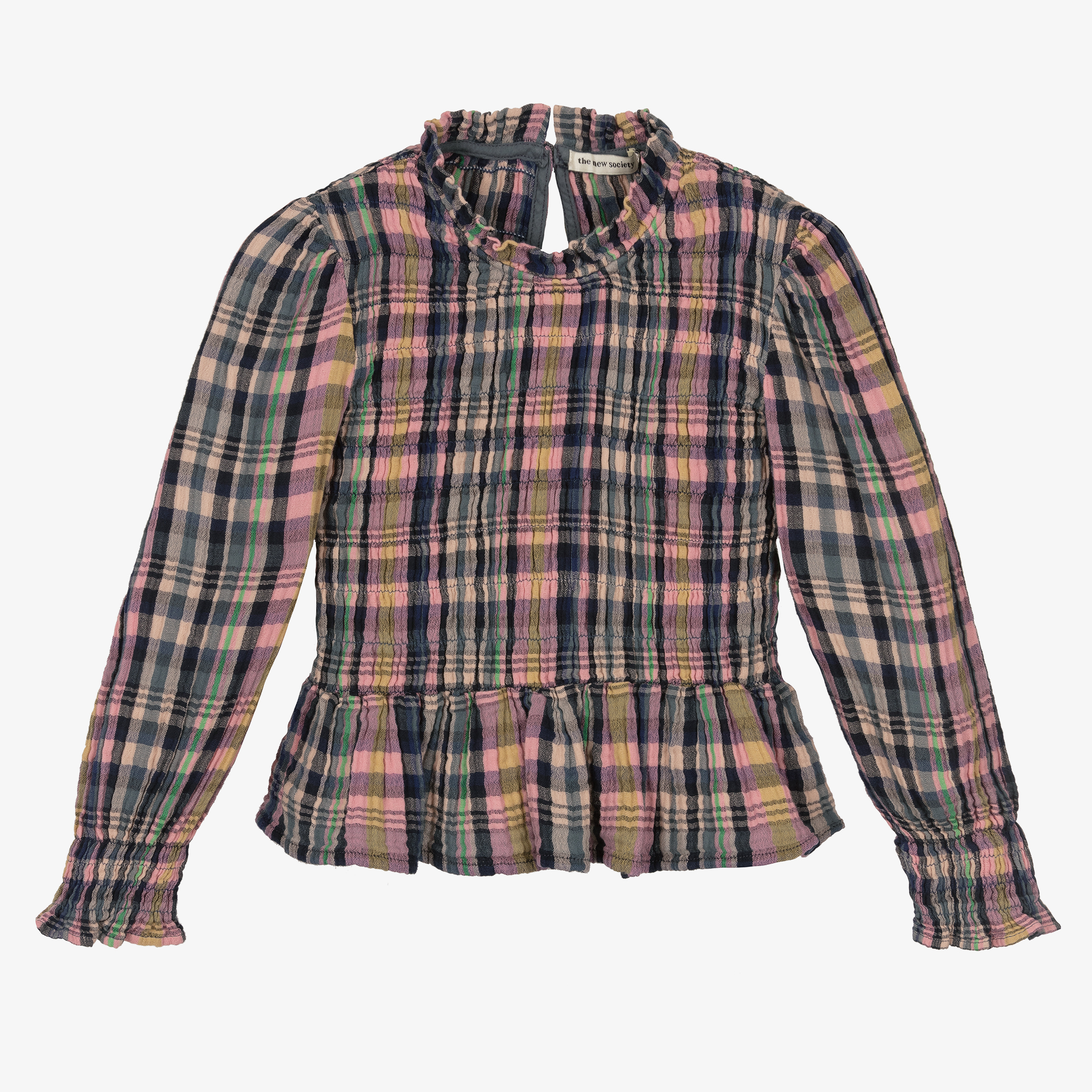 The New Society Girls Blue & Pink Check Cotton Blouse