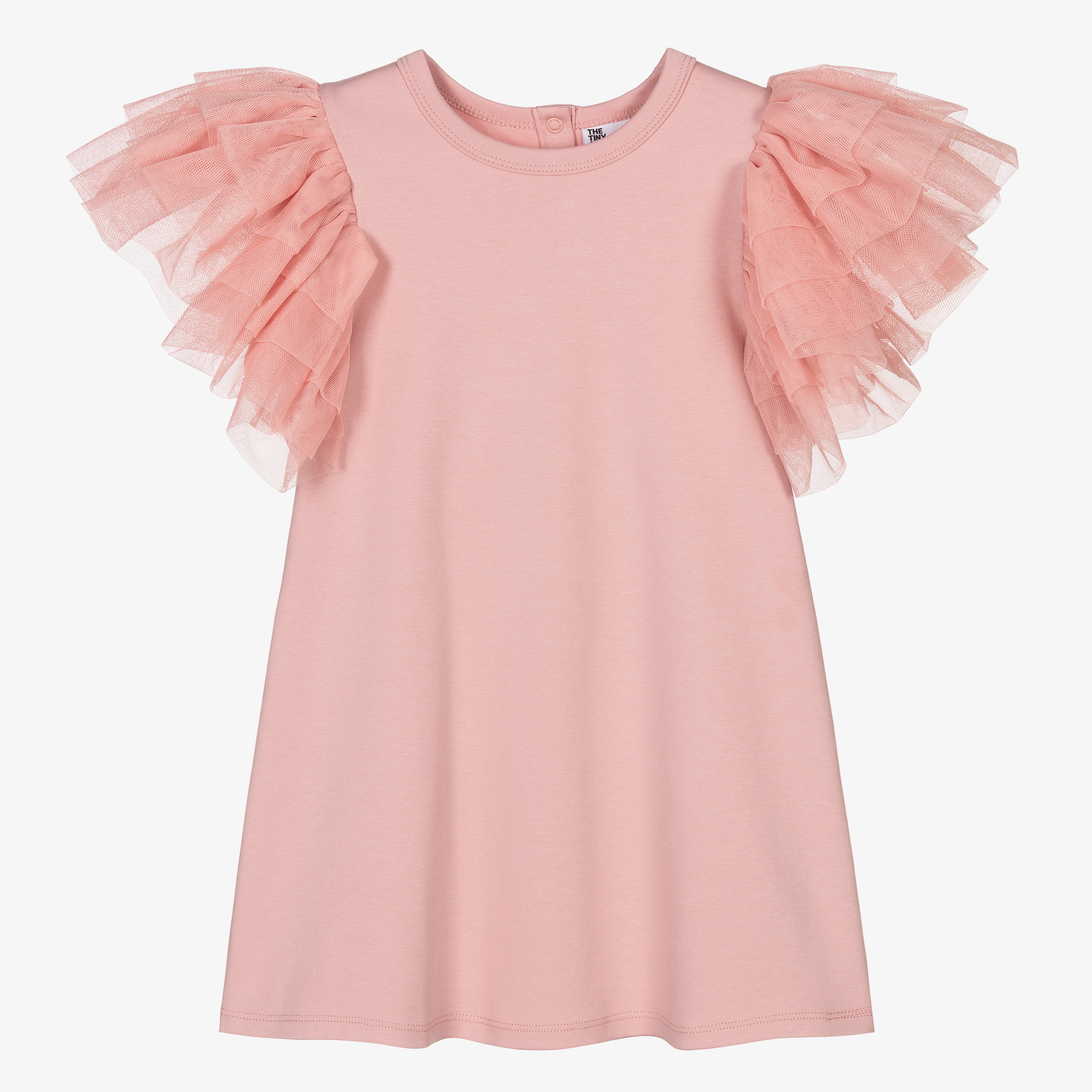 The Tiny Universe - Girls Pink Ruffle Poplin Dress | Childrensalon