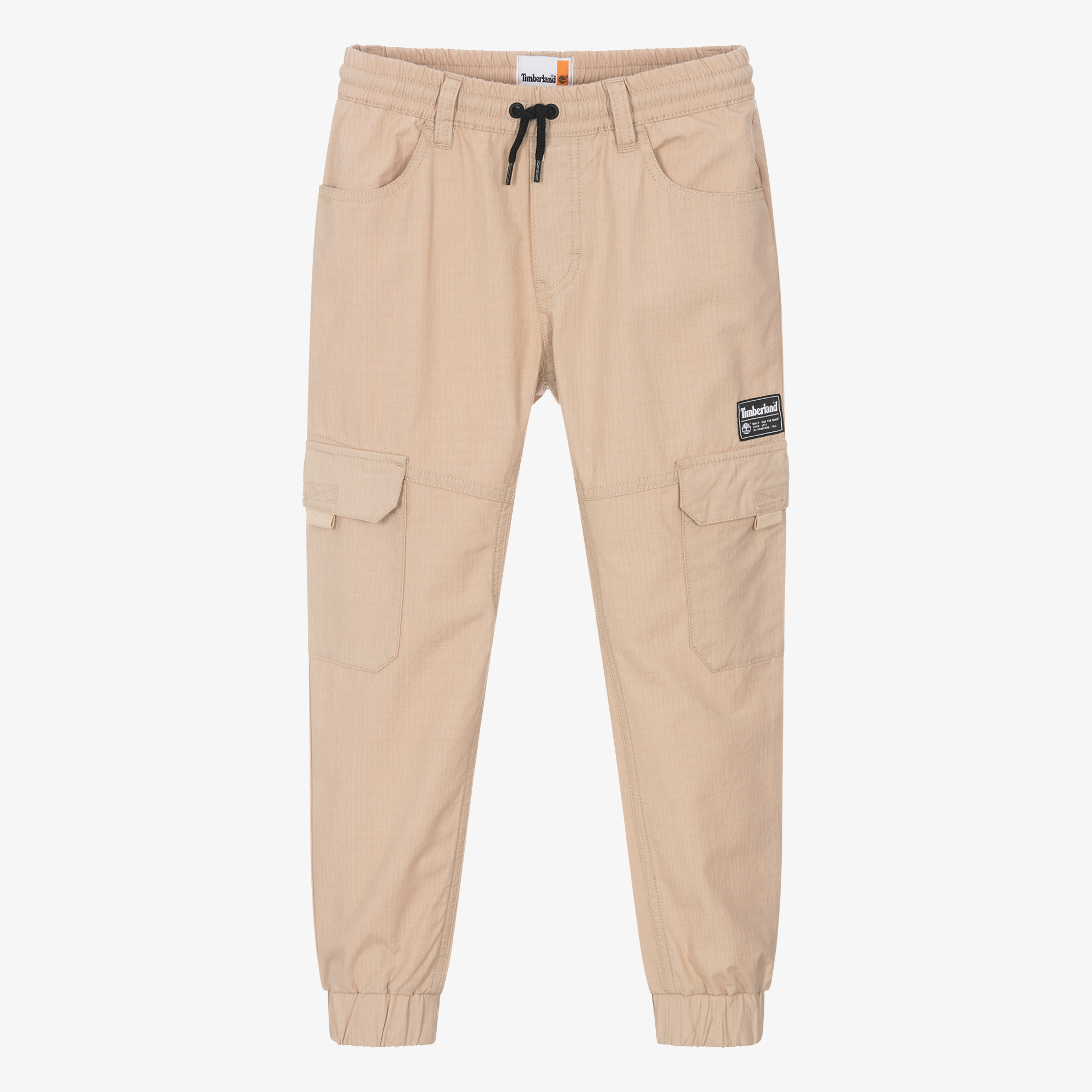 Teen Boys Beige Cotton Cargo Trousers