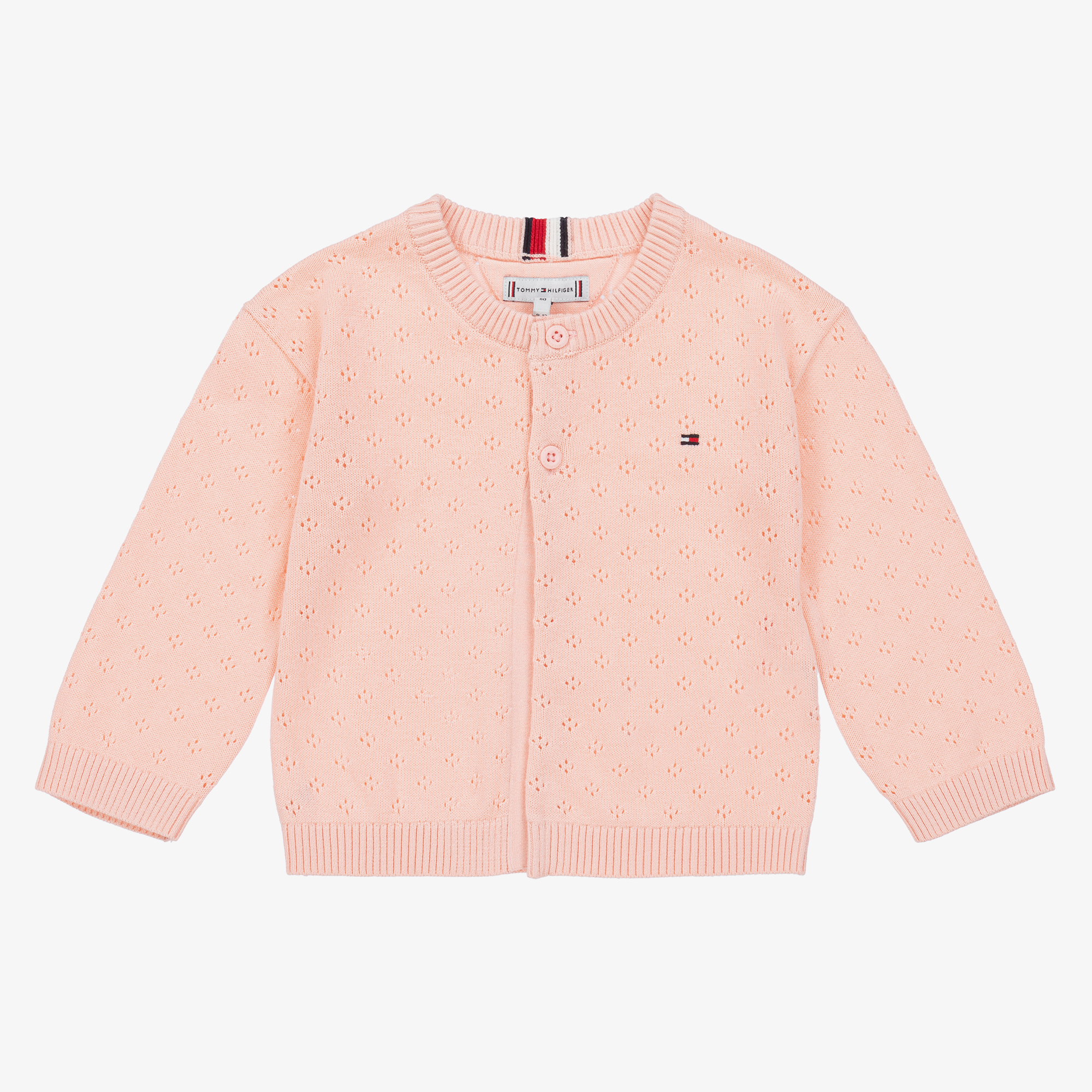 Hilfiger Baby Girls Pink Cotton Knit Cardigan | Childrensalon