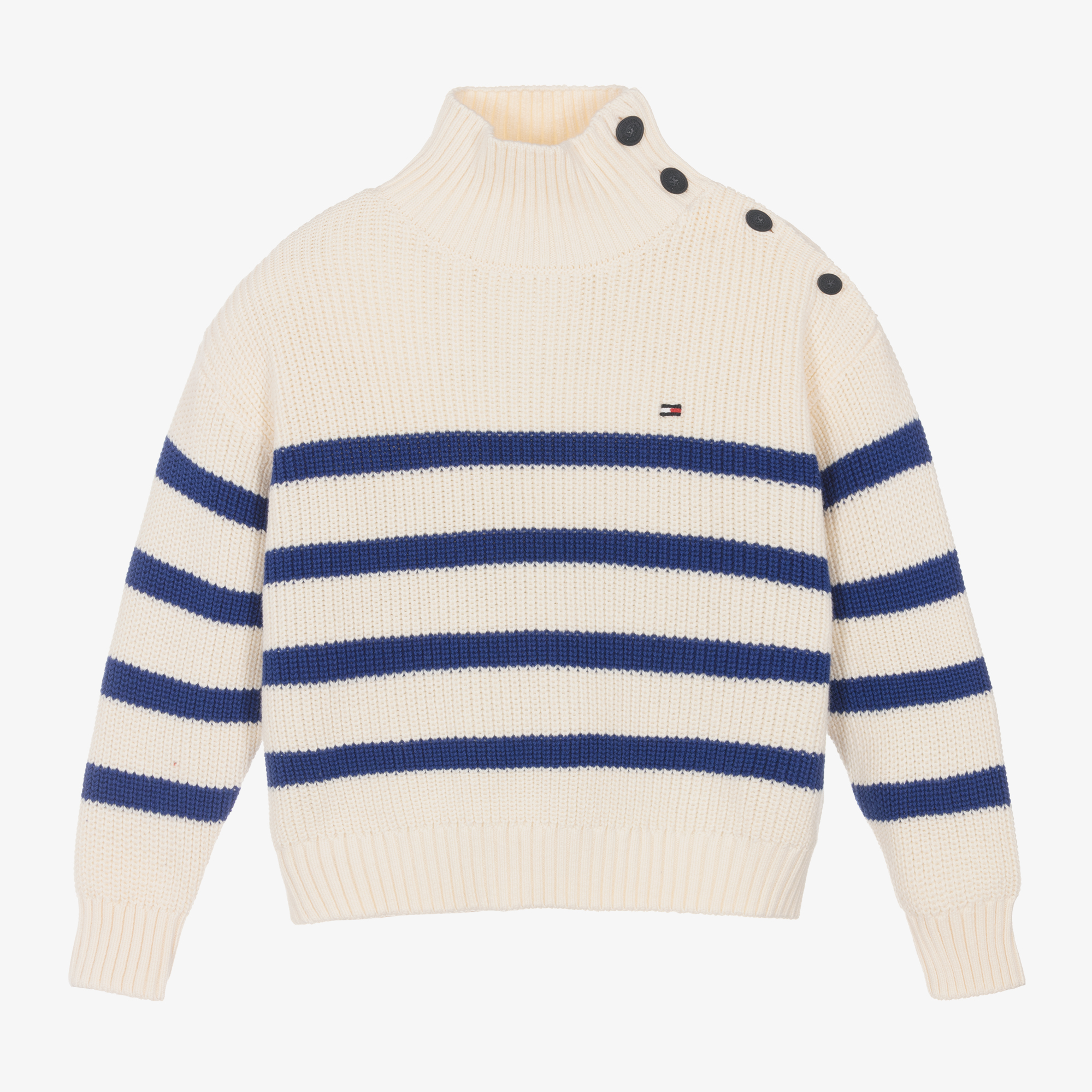 Tommy Hilfiger Girls Ivory Striped Cotton Sweater