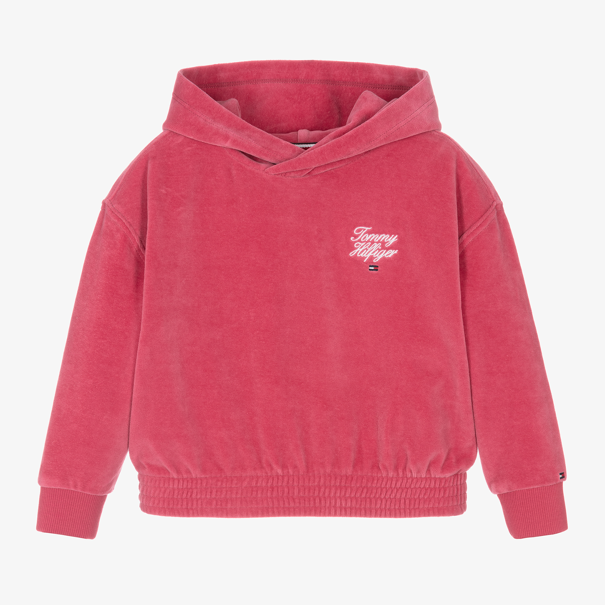 Tommy Hilfiger Girls Pink Velour Hoodie Childrensalon