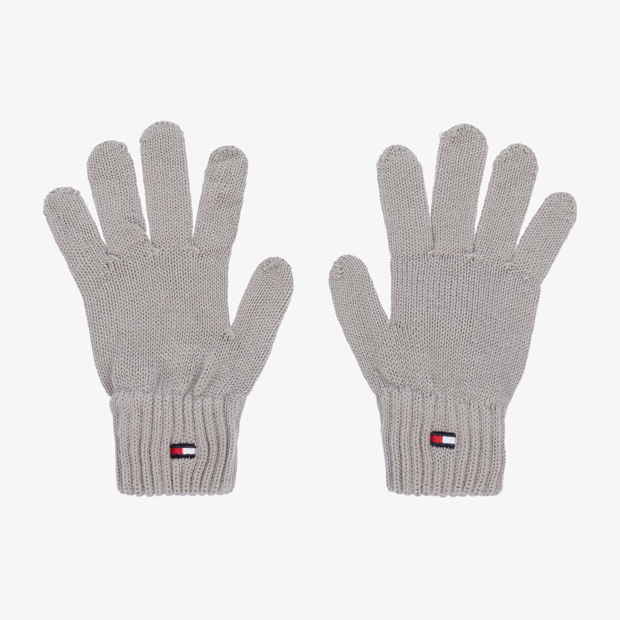 Tommy Hilfiger Knit | Flag Gloves Grey - Childrensalon Cotton