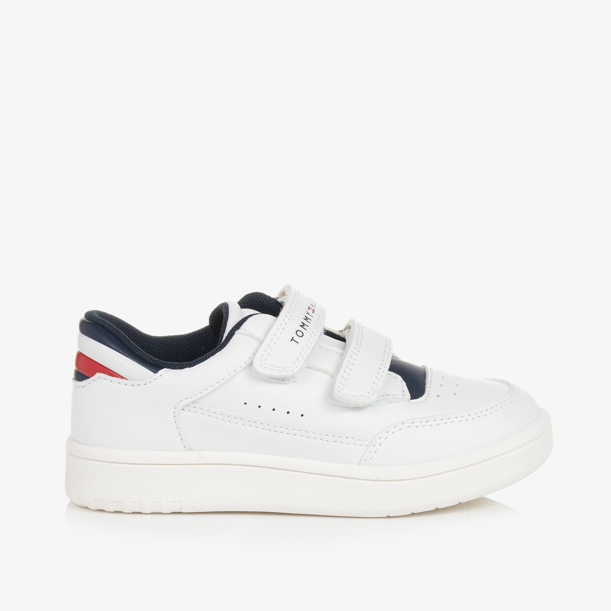 TOMMY HILFIGER: sneakers in recycled synthetic leather with Velcro - White