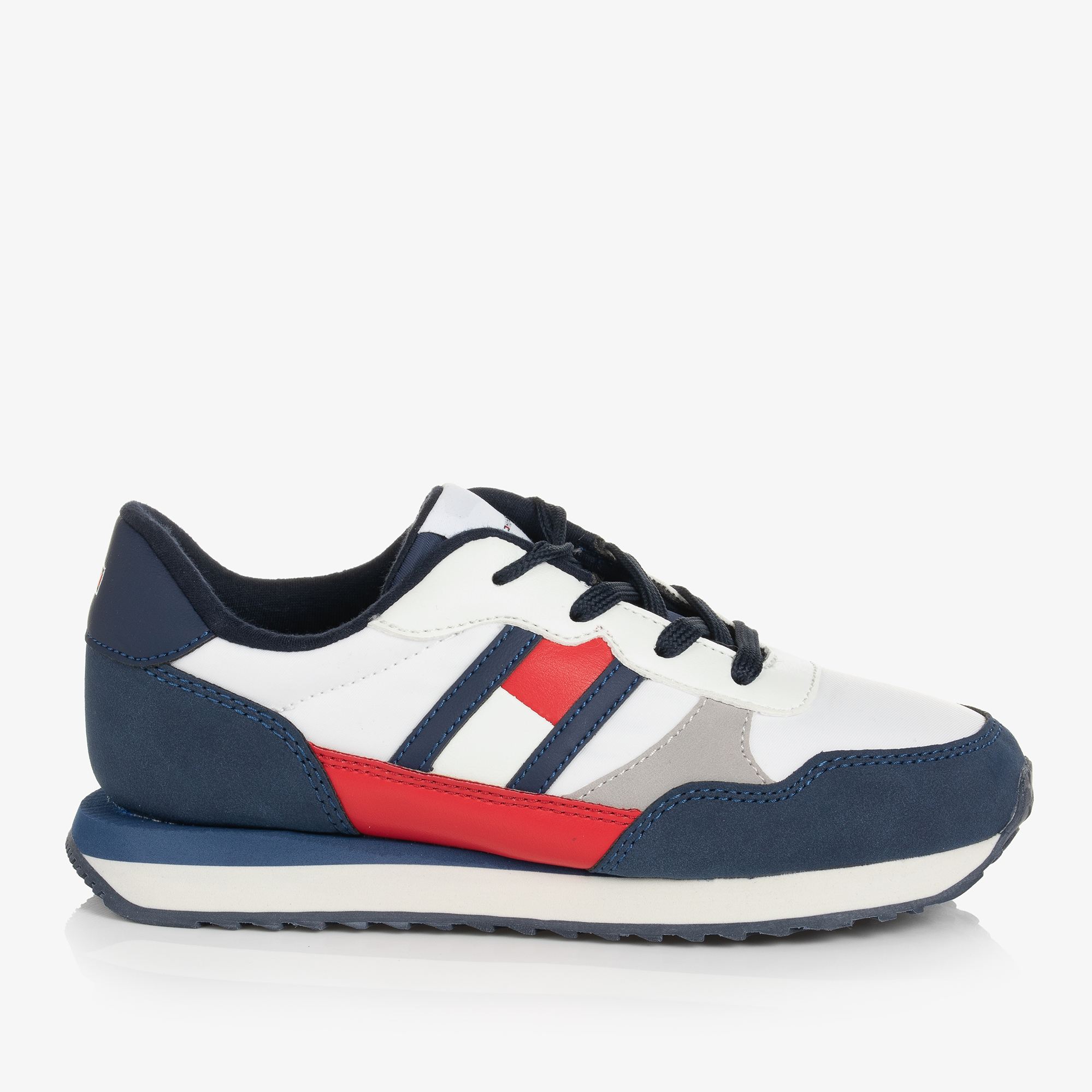Tommy Hilfiger - Silver Faux Leather Trainers | Childrensalon