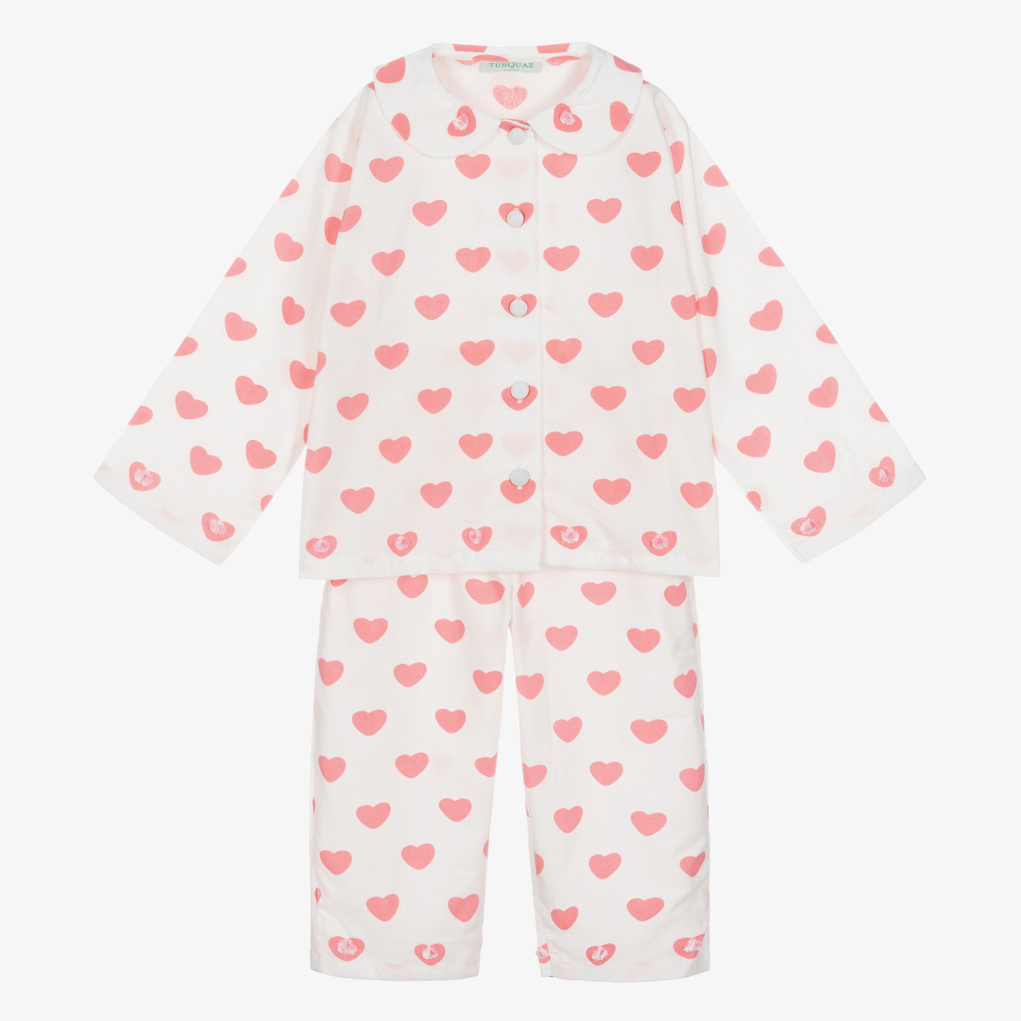 Turquaz Girls Pink Striped Cotton Pyjamas