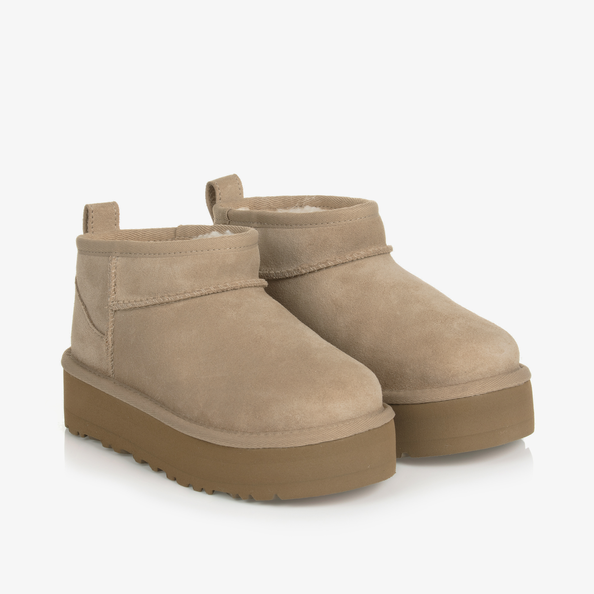 UGG Beige Classic Ultra Mini Platform Boots Childrensalon