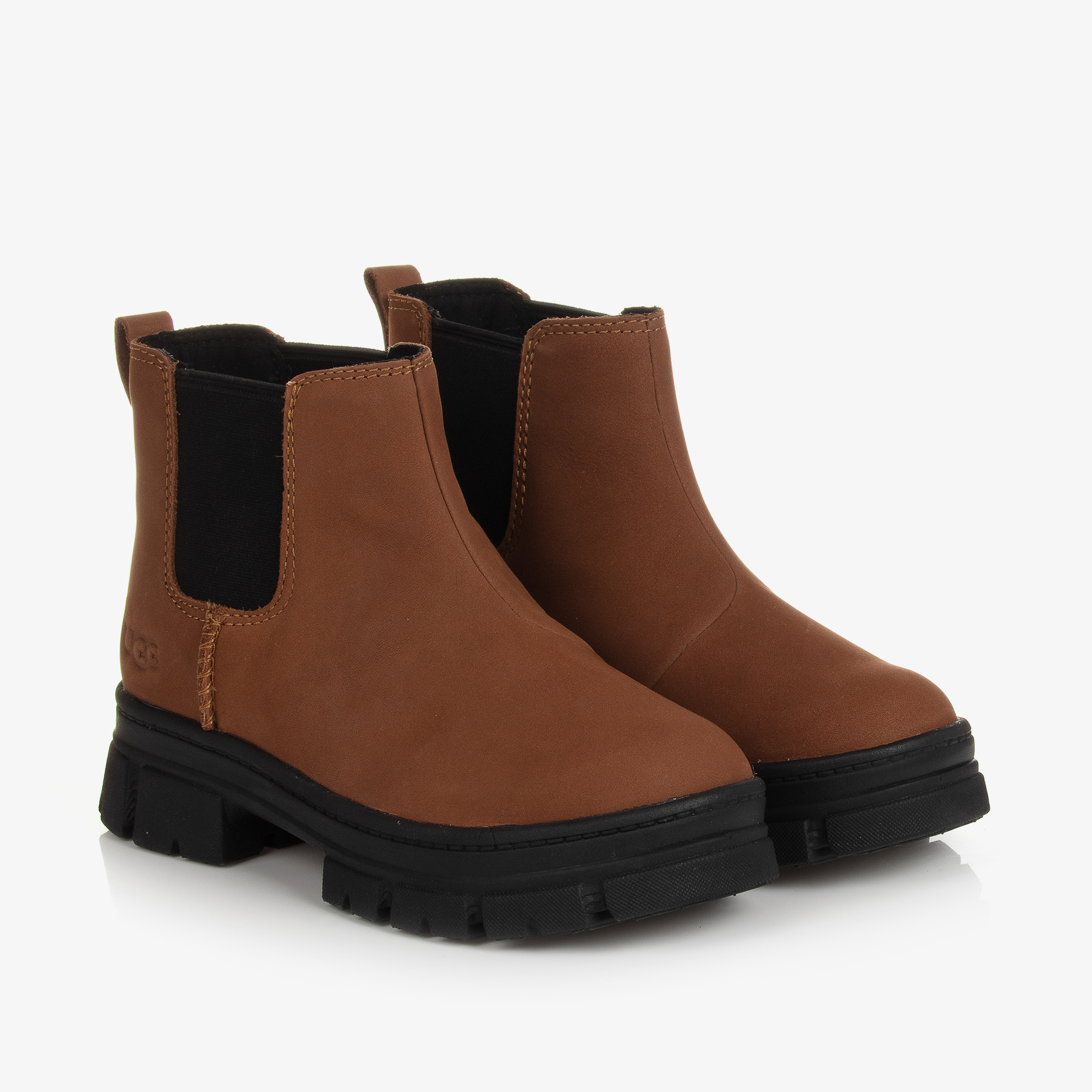 UGG Teen Girls Brown Leather Chelsea Boots