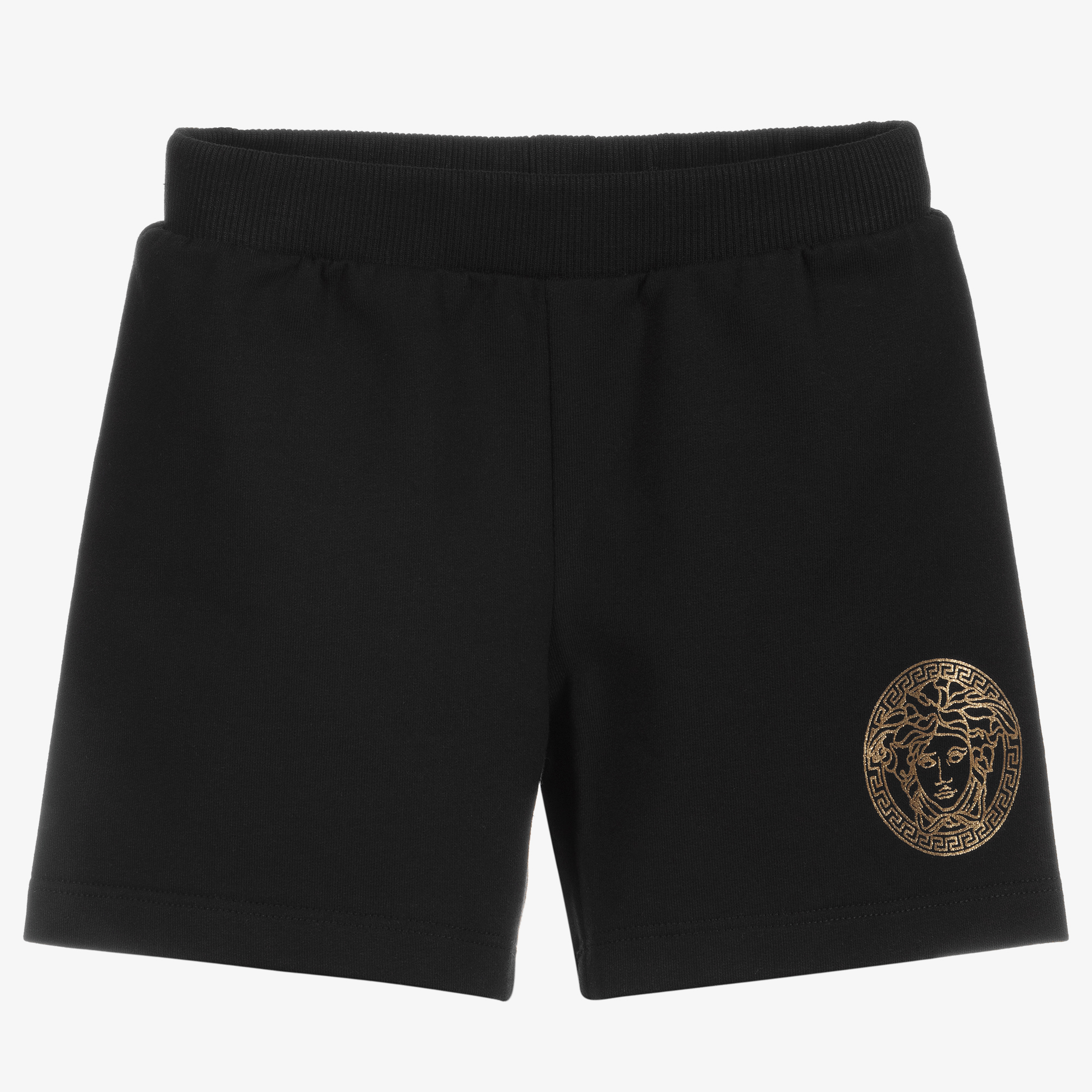 Versace - Teen Boys Black Cotton Greca Shorts