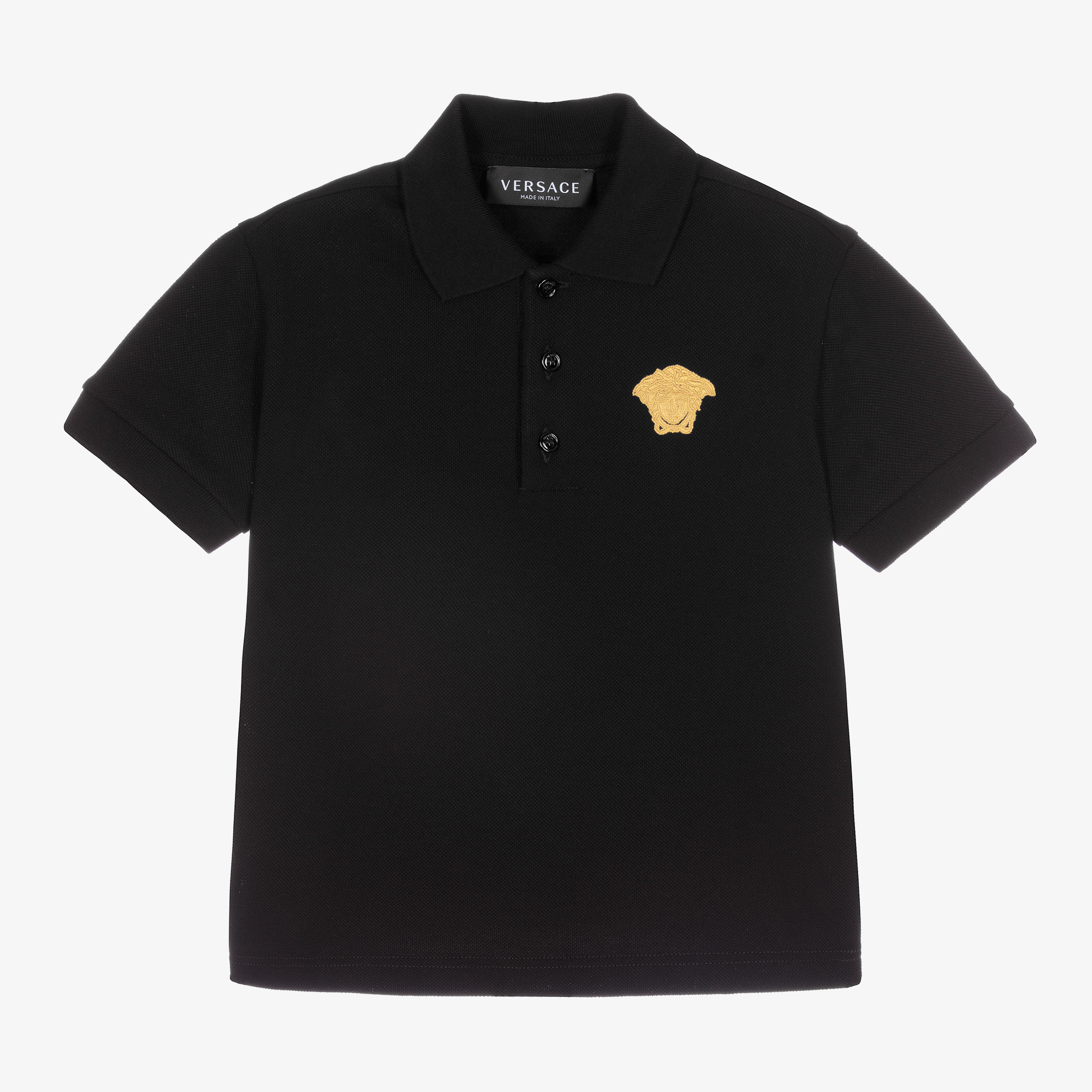 Versace - Teen Black & Gold Polo Shirt | Childrensalon