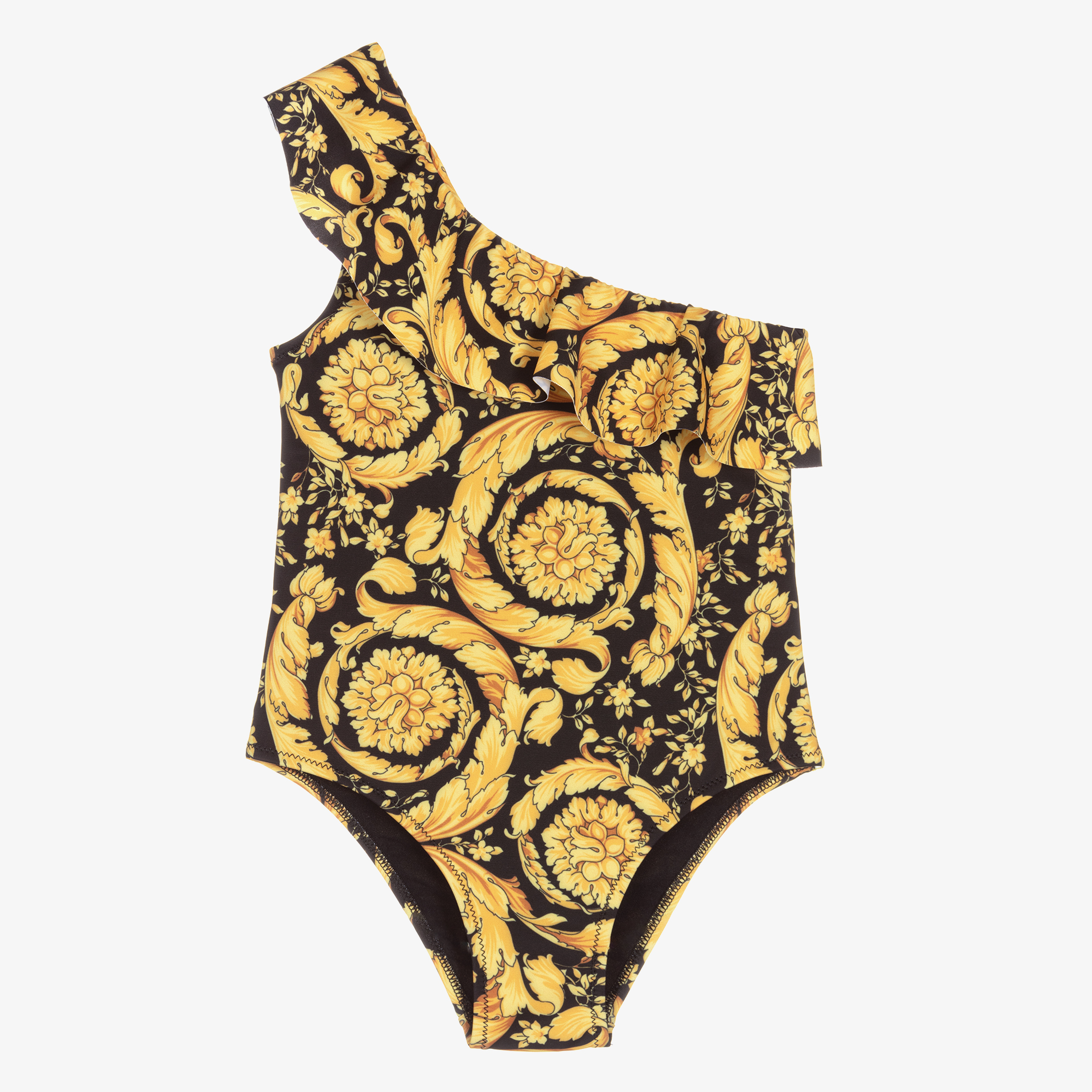 Versace Girls Black Gold Barocco Swimsuit