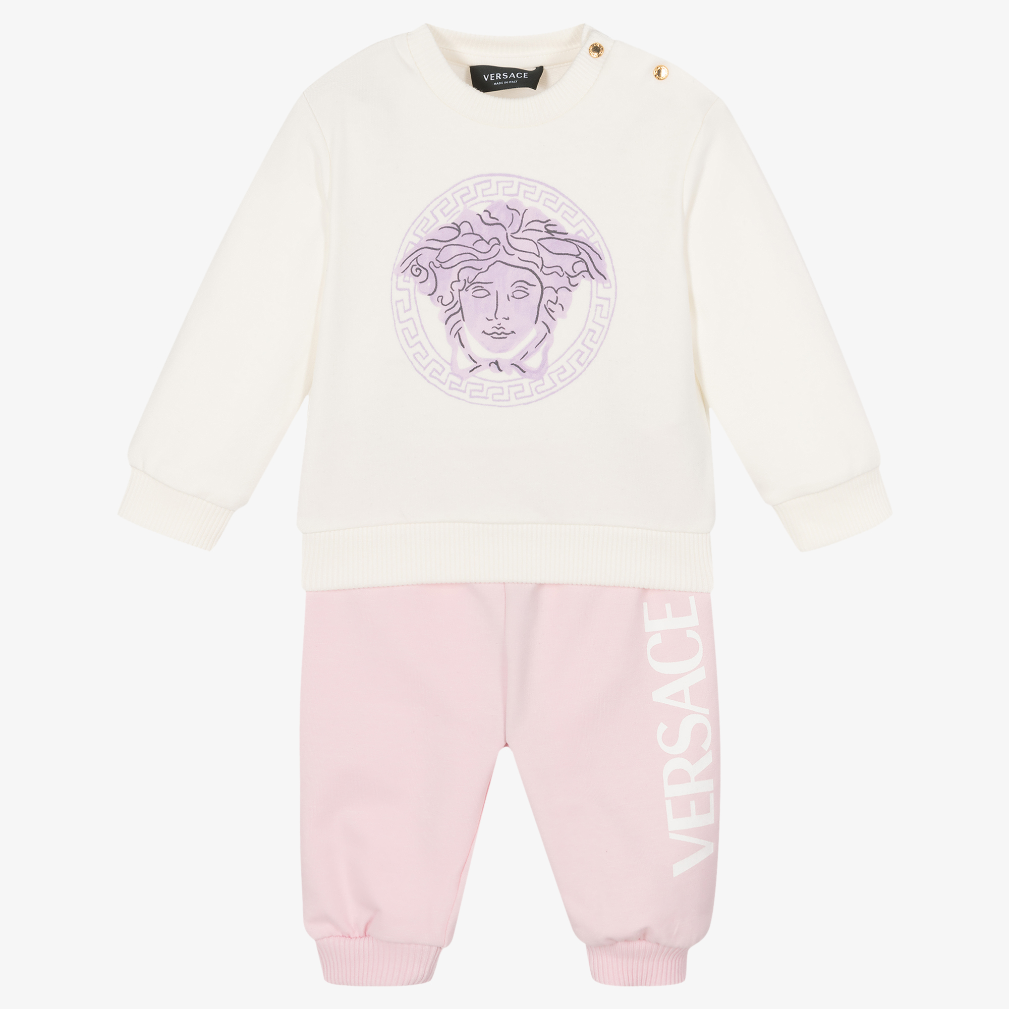 Versace - Pink Cotton Baby Tracksuit | Childrensalon