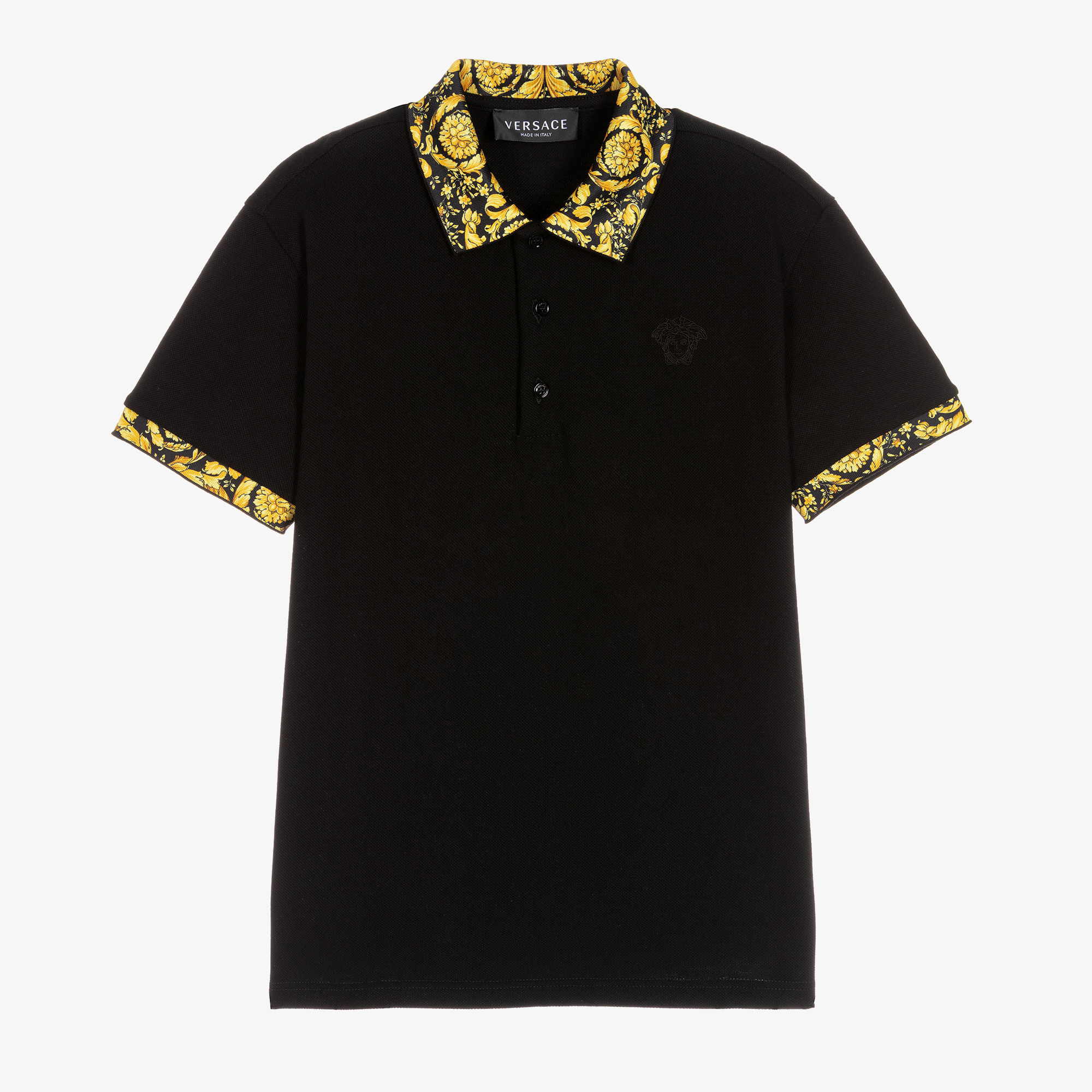Versace - Baby Boys Ivory & Gold Barocco Polo Shirt | Childrensalon