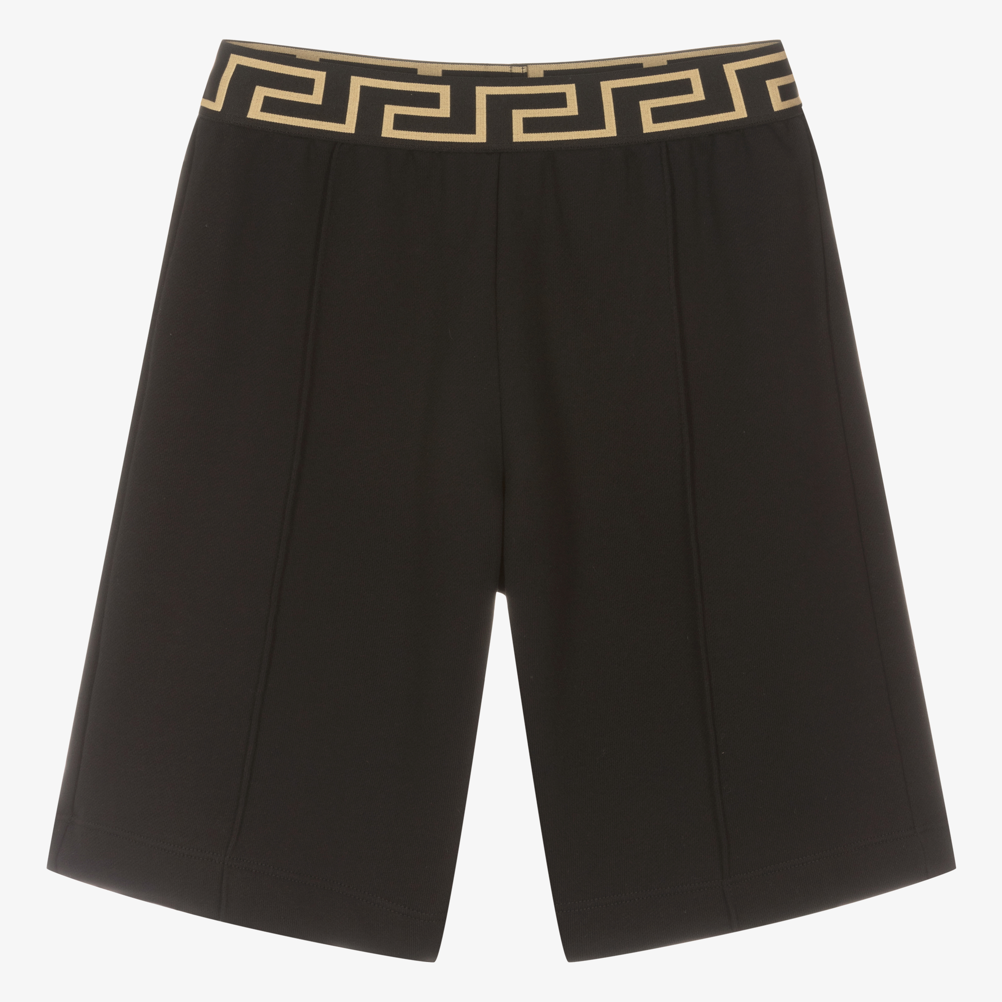 Versace - Teen Boys Black Cotton Greca Shorts