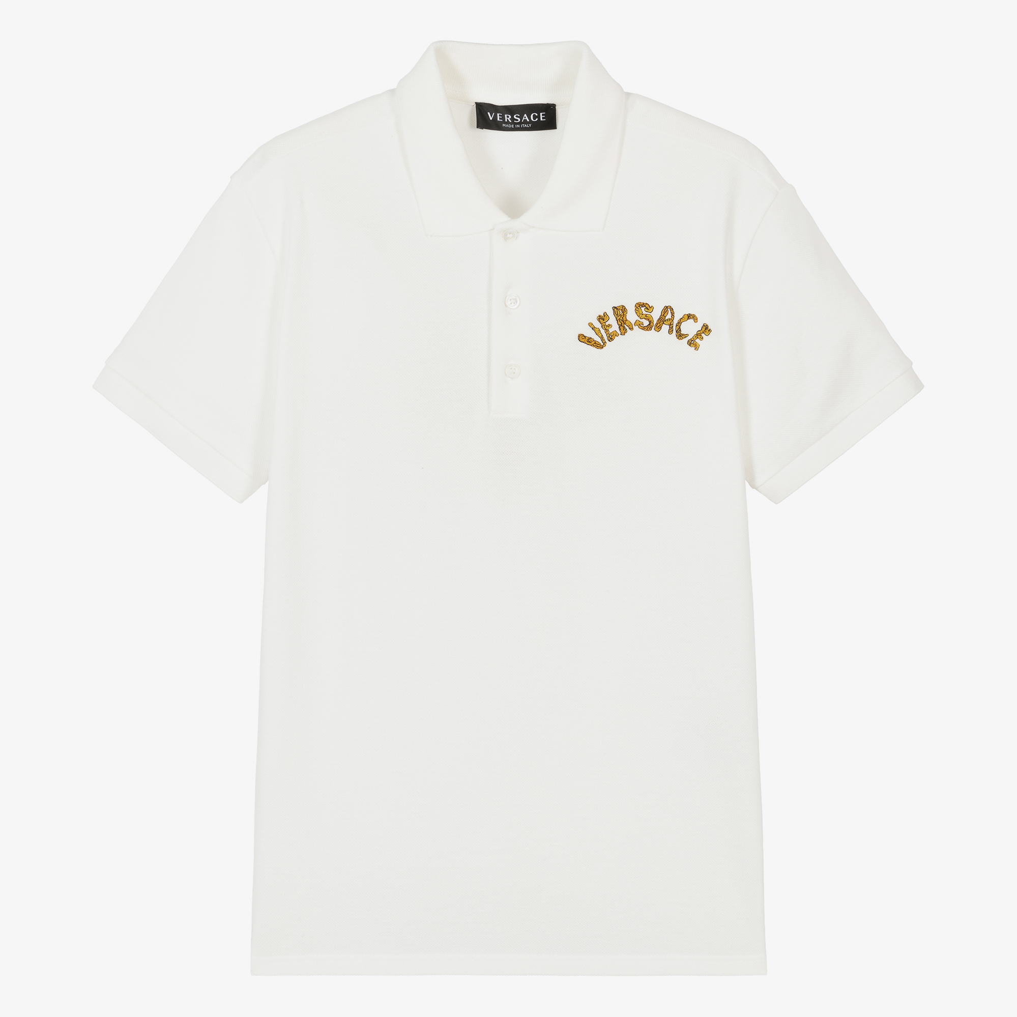 Versace - Teen Boys White Barocco Polo Shirt | Childrensalon