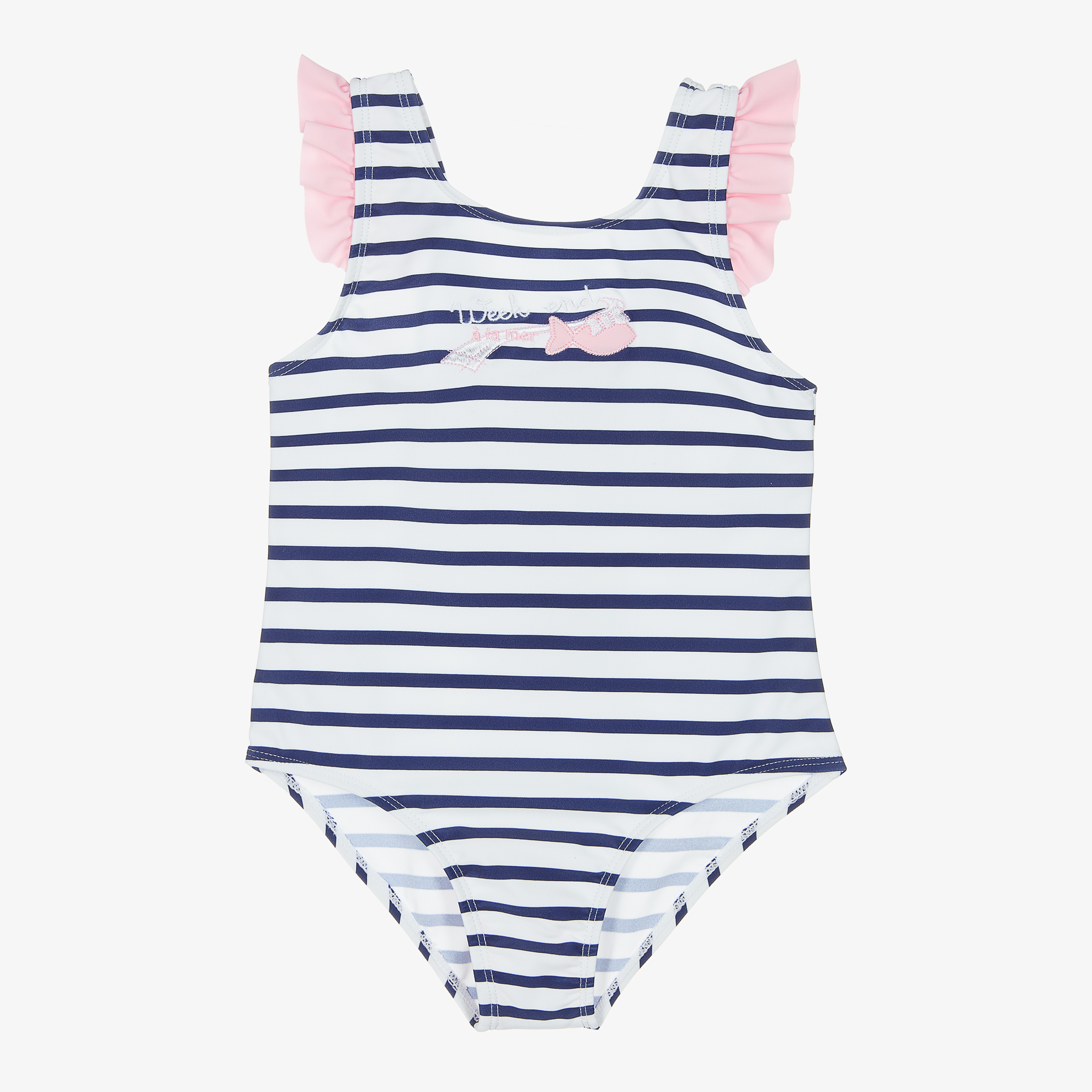 Week-end à la mer - Blue & White Striped Swimsuit | Childrensalon