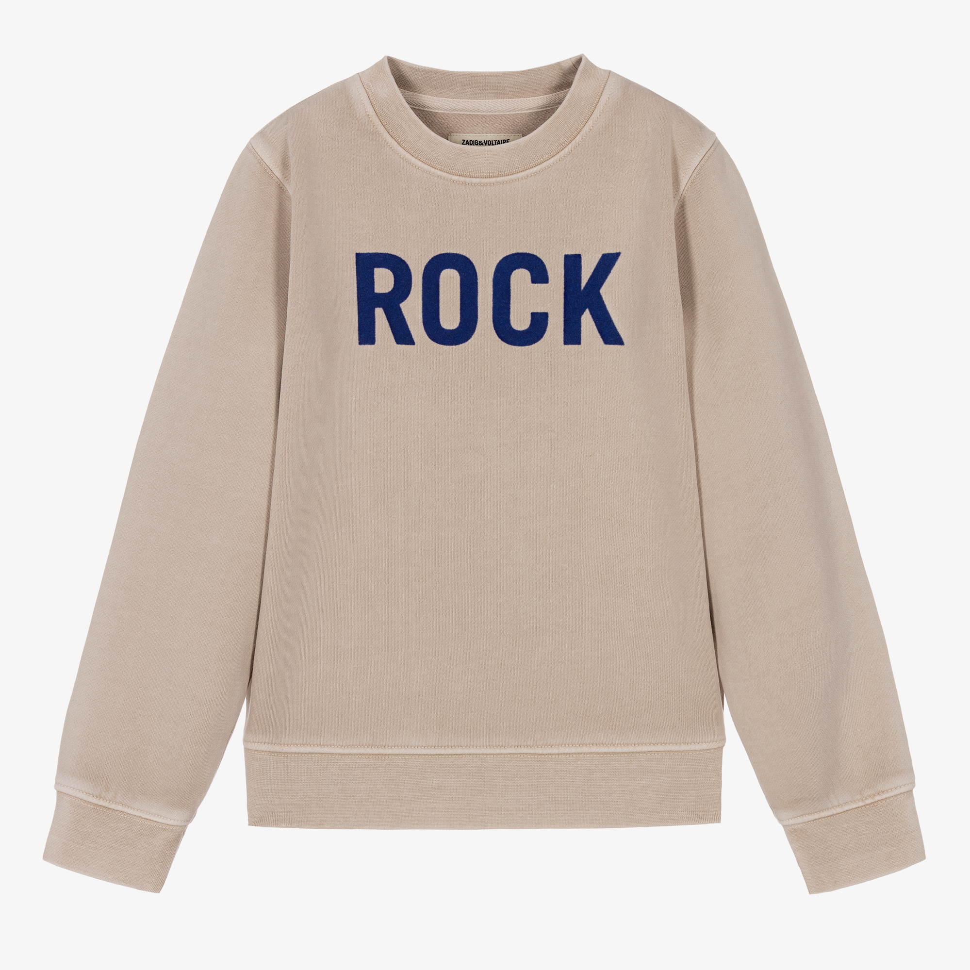 Zadig Voltaire Teen Boys Washed Beige Slogan Sweatshirt