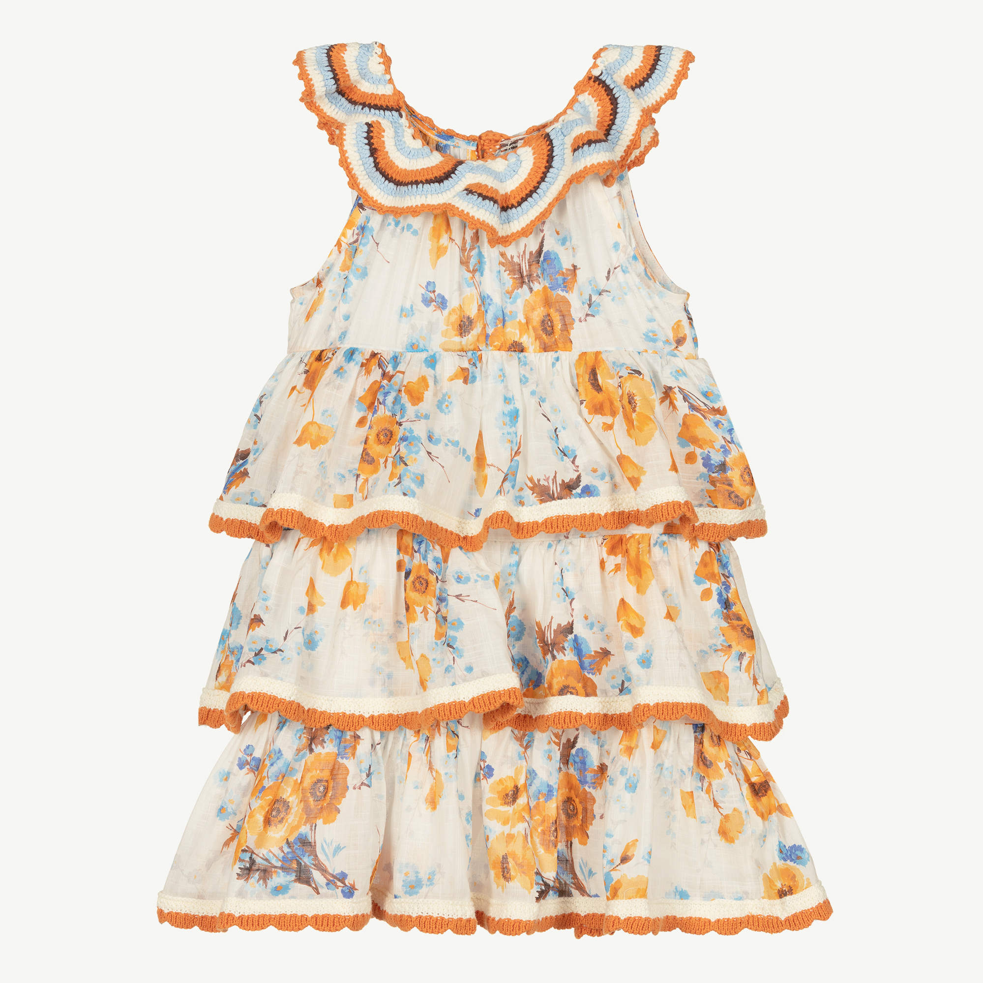 Zimmermann - Girls Ivory Patch Painted Floral Dress | Childrensalon