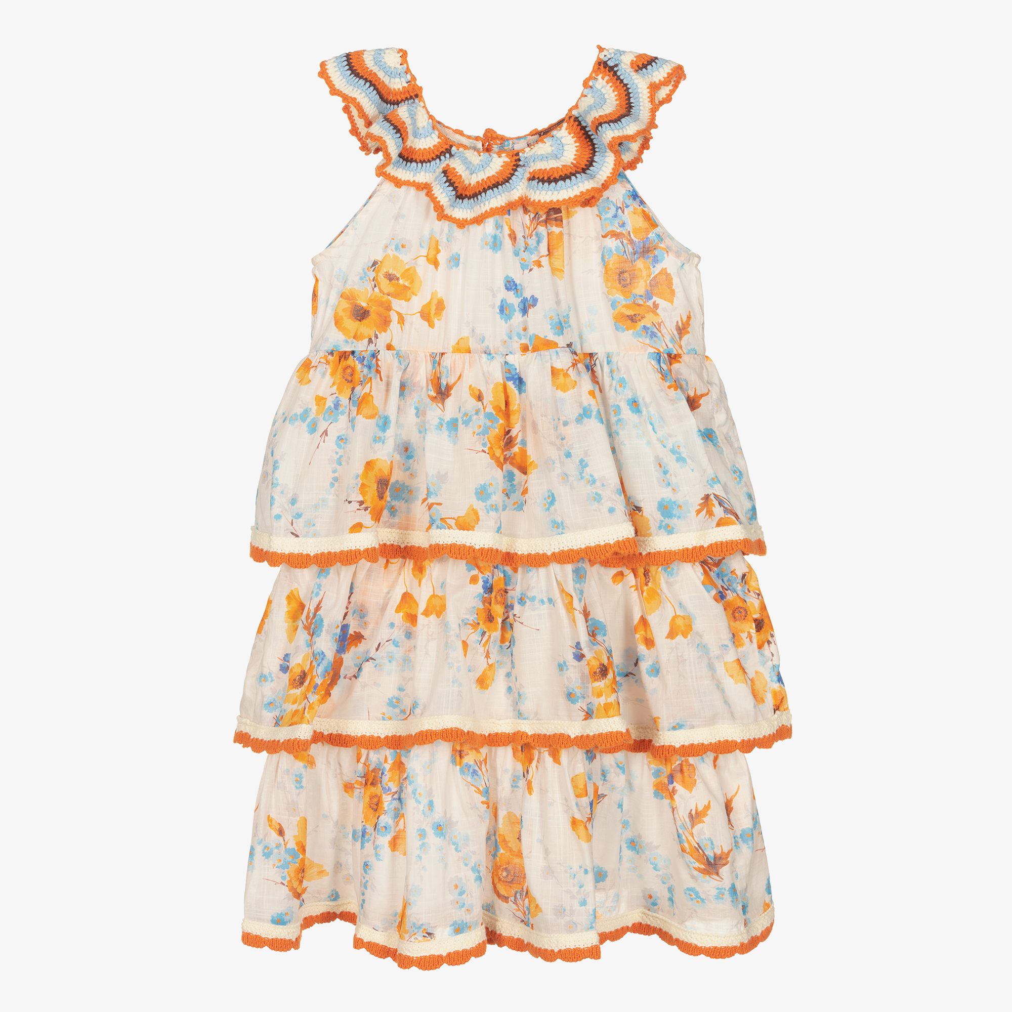 Zimmermann - Girls Ivory Patch Painted Floral Dress | Childrensalon